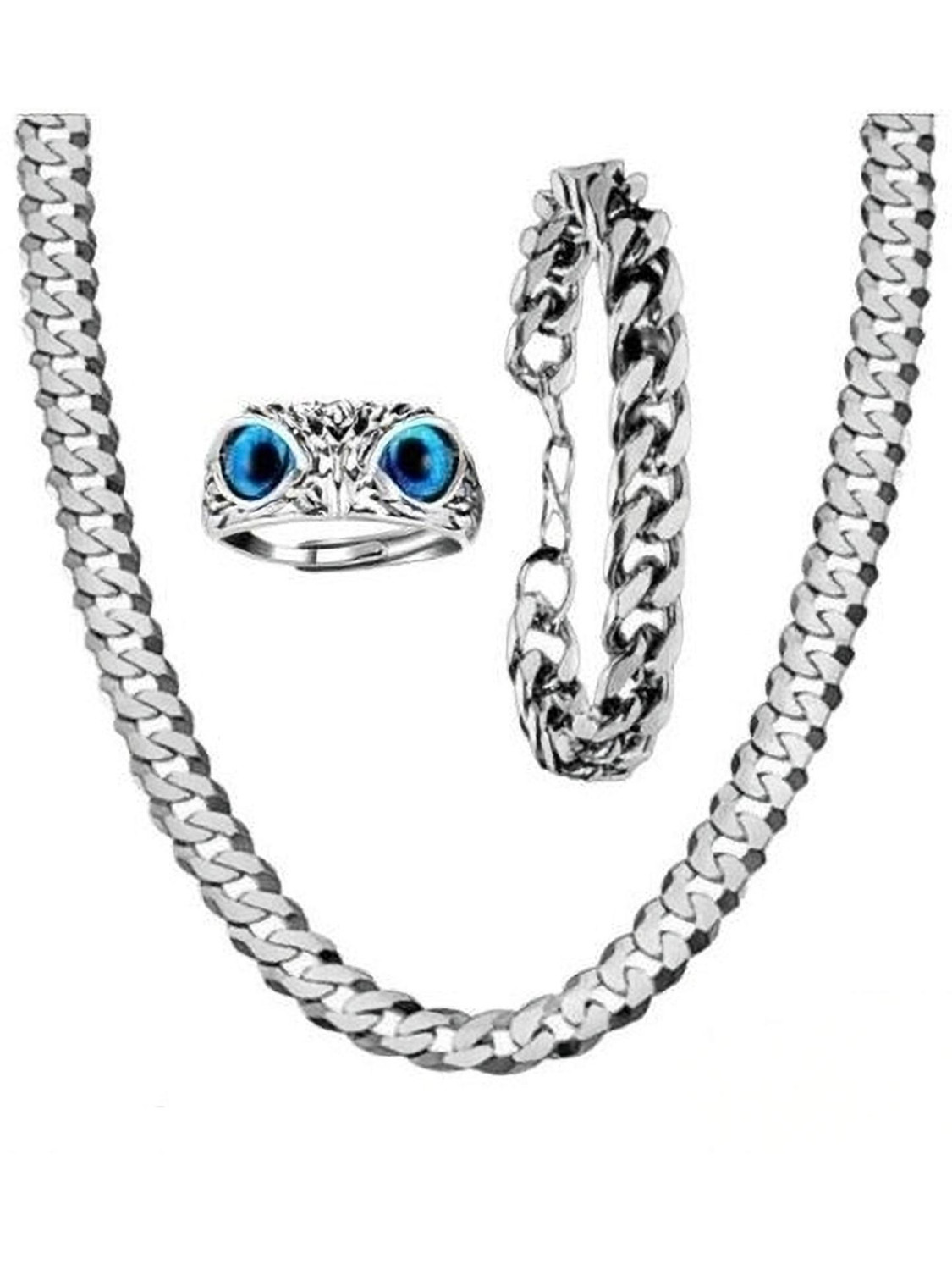 Smykker Fashion Silver Plated Owl Ring and Bracelet Set - Image 4