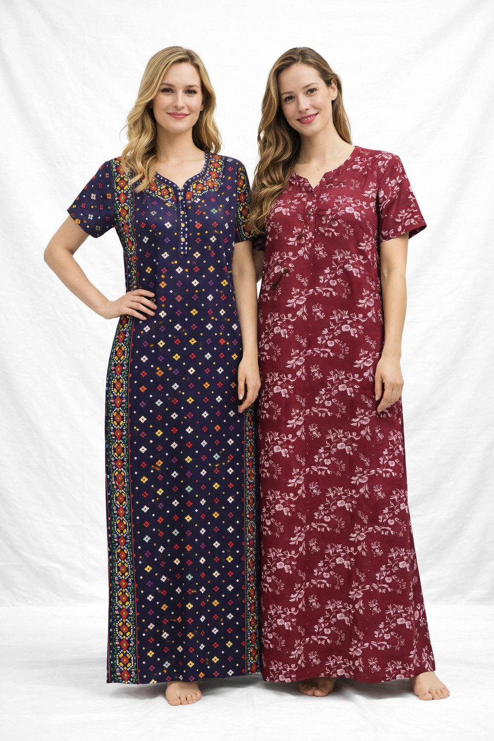 Image of HumaKart Pack of 2 Women Nighty (Multicolor)