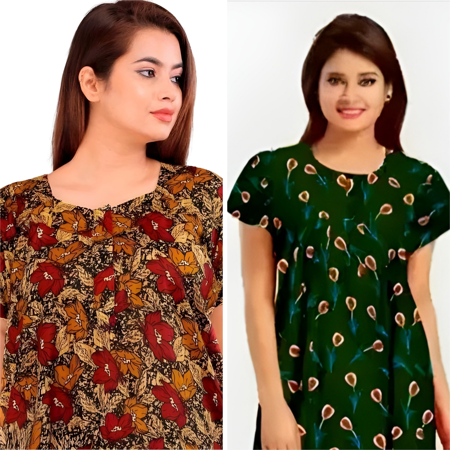 Image of HumaKart Pack of 2 Women Nighty (Multicolor)