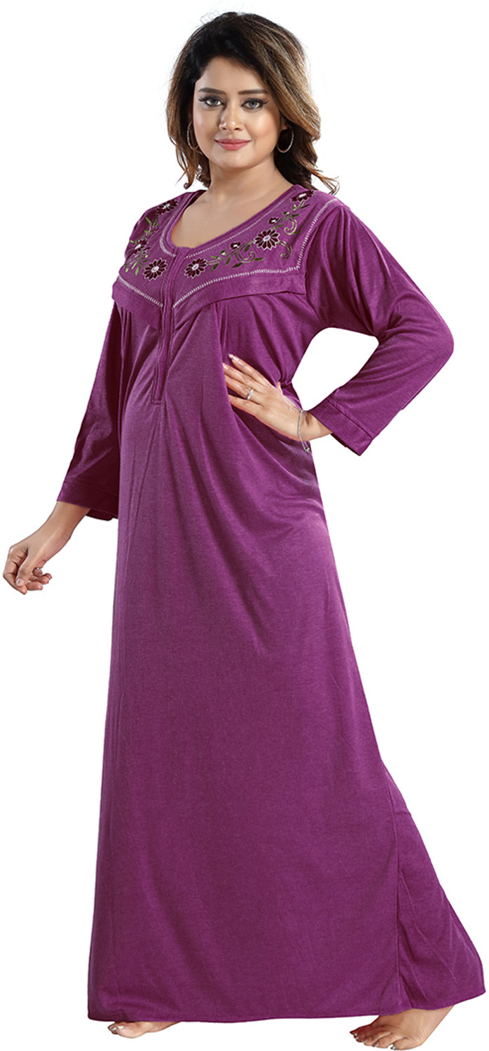 Image of Gutthi Women Maternity /Nursing Nighty (Purple)