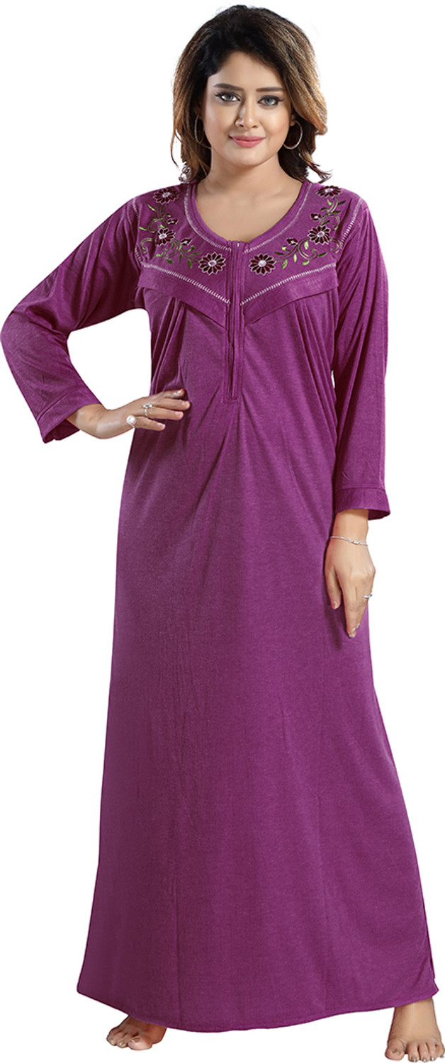 Image of Gutthi Women Maternity /Nursing Nighty (Purple)
