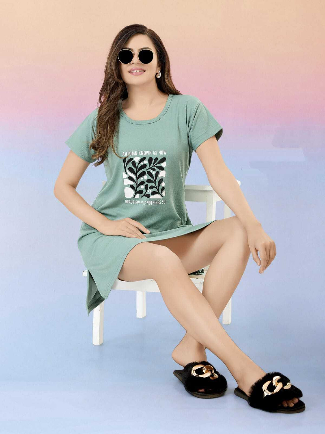 Image of Balnce Collection Women Nighty (Light Green)