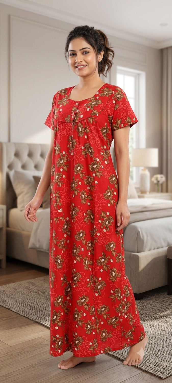 Image of Mehraj Fashion Women Nightdress (Red)
