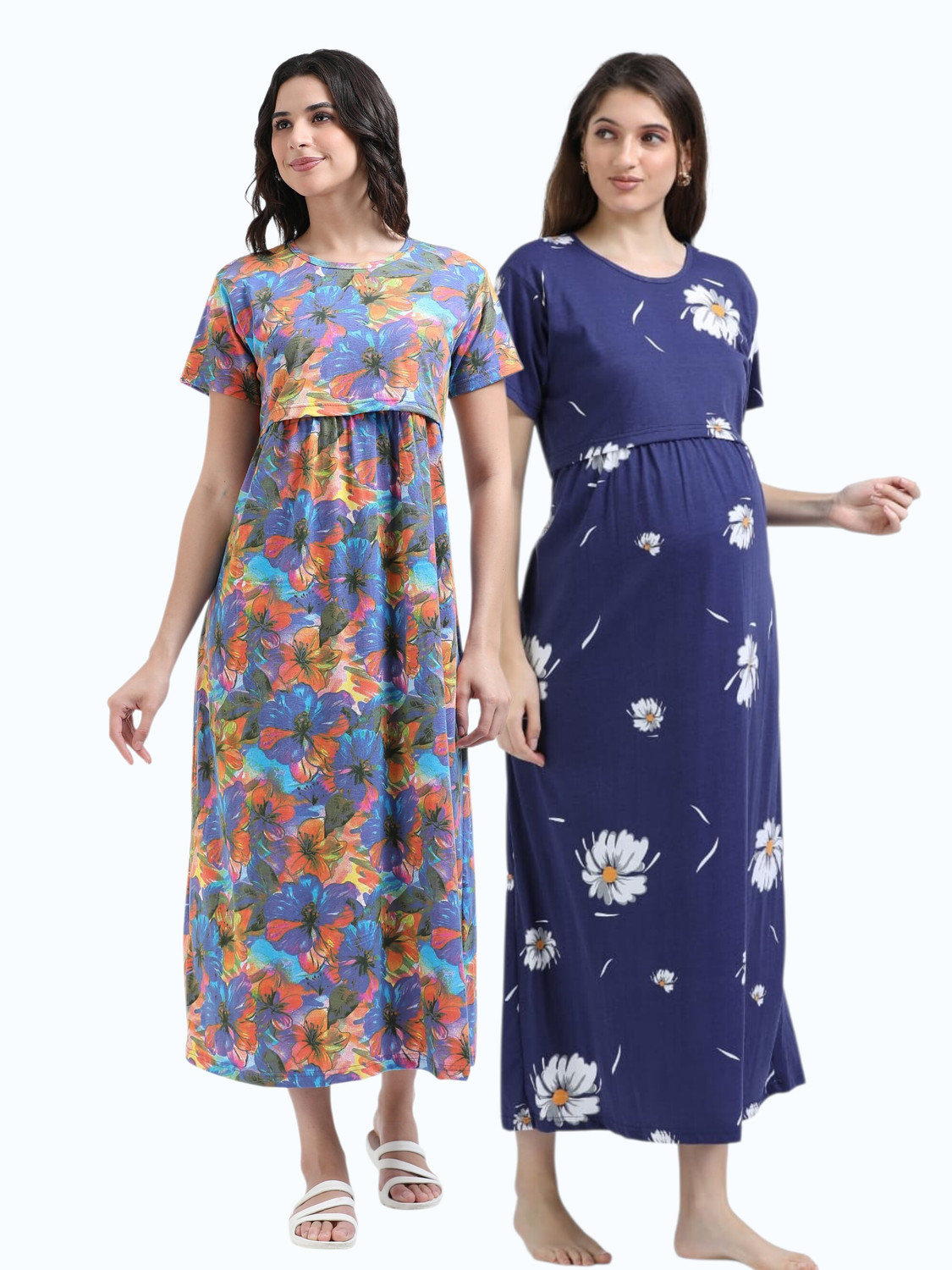 Image of Gutthi Women Maternity /Nursing Nighty (Purple)
