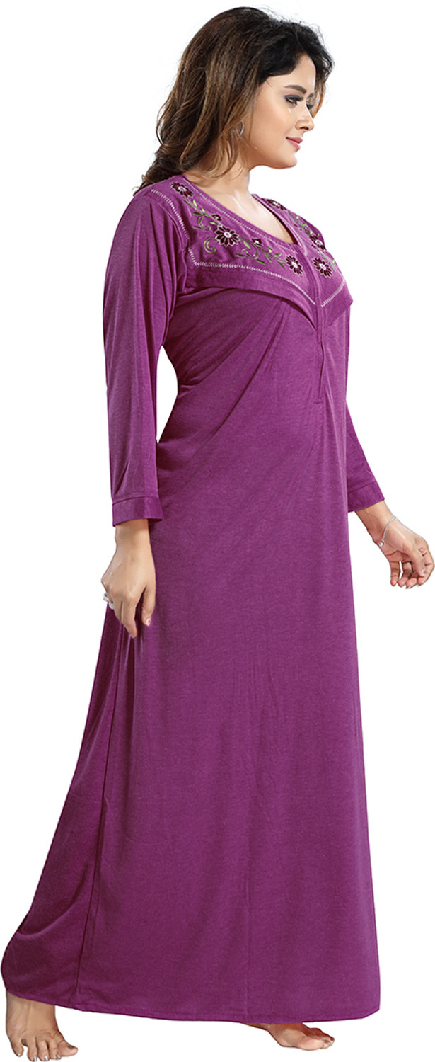Image of Gutthi Women Maternity /Nursing Nighty (Purple)