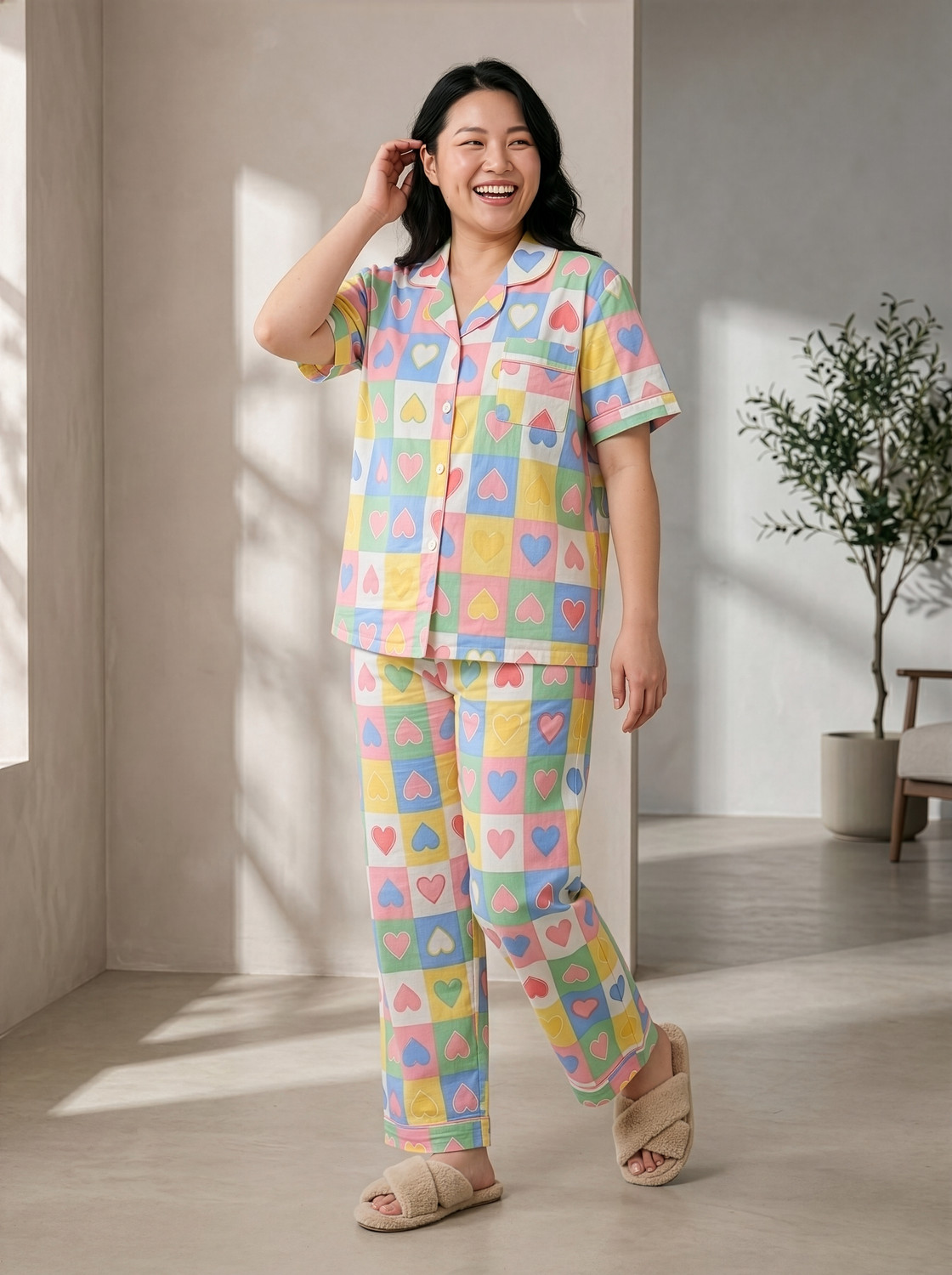 Image of Lugo Women Night Suit Set Multicolor Printed