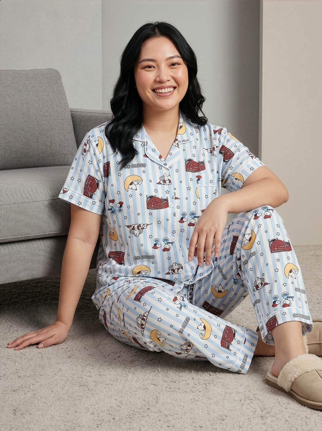 Image of Lugo Women Night Suit Set Multicolor Printed