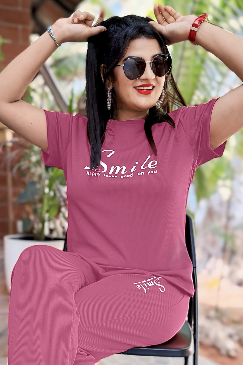 Image of Trade Zone Women Night Suit Set Grey Printed