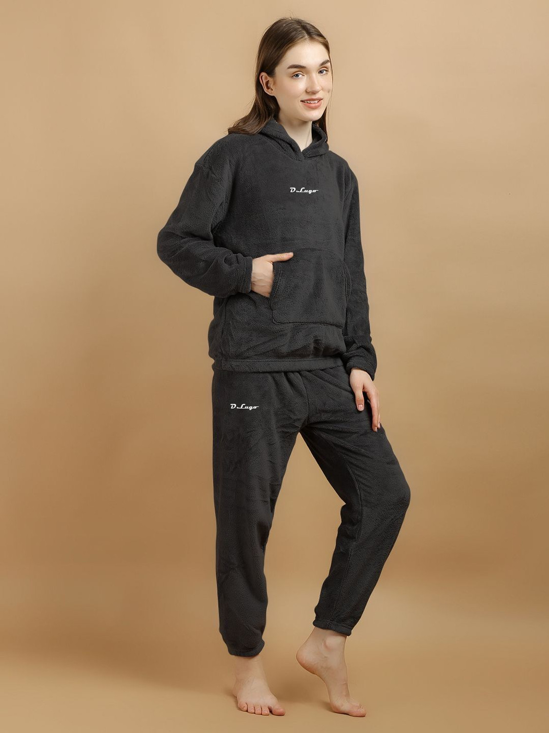 Image of Pollo Loco Women Night Suit Set Black Solid