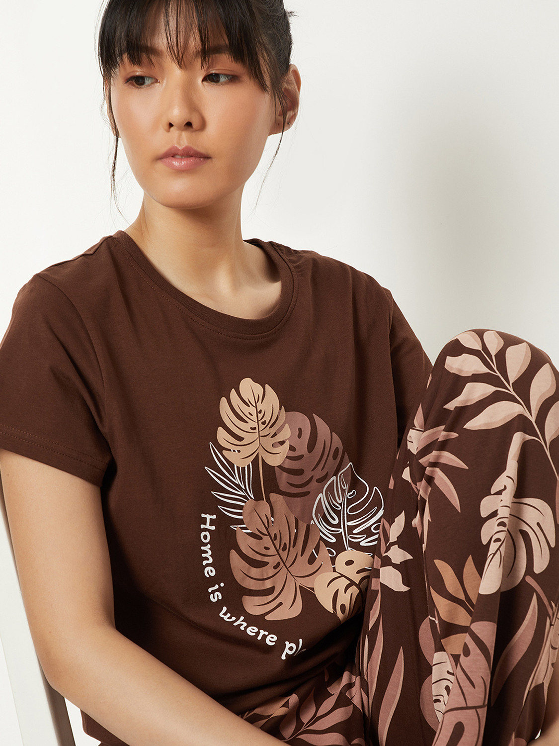 Image of MAX Women Top & Pyjama Set Green Printed