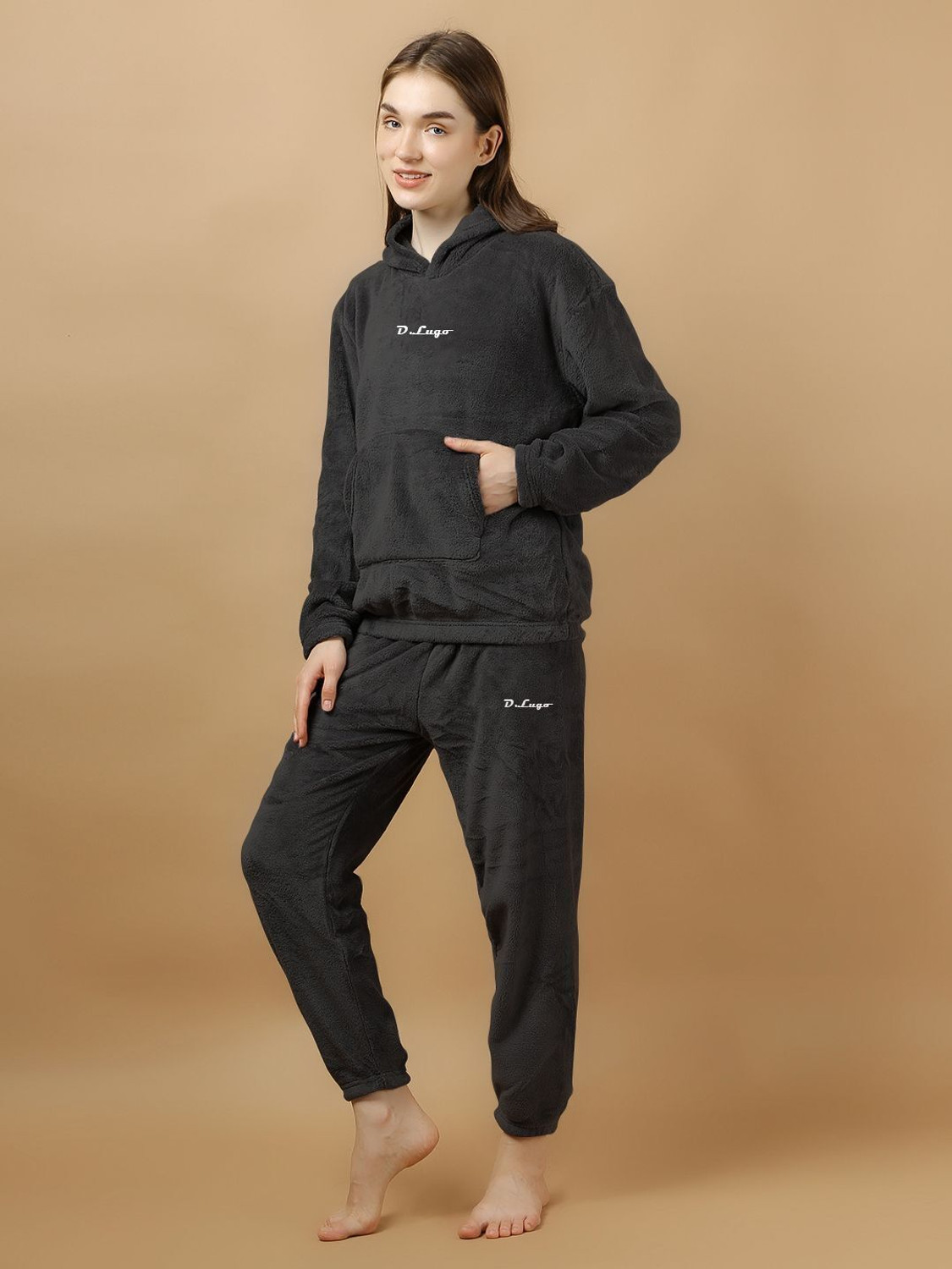 Image of Pollo Loco Women Night Suit Set Black Solid