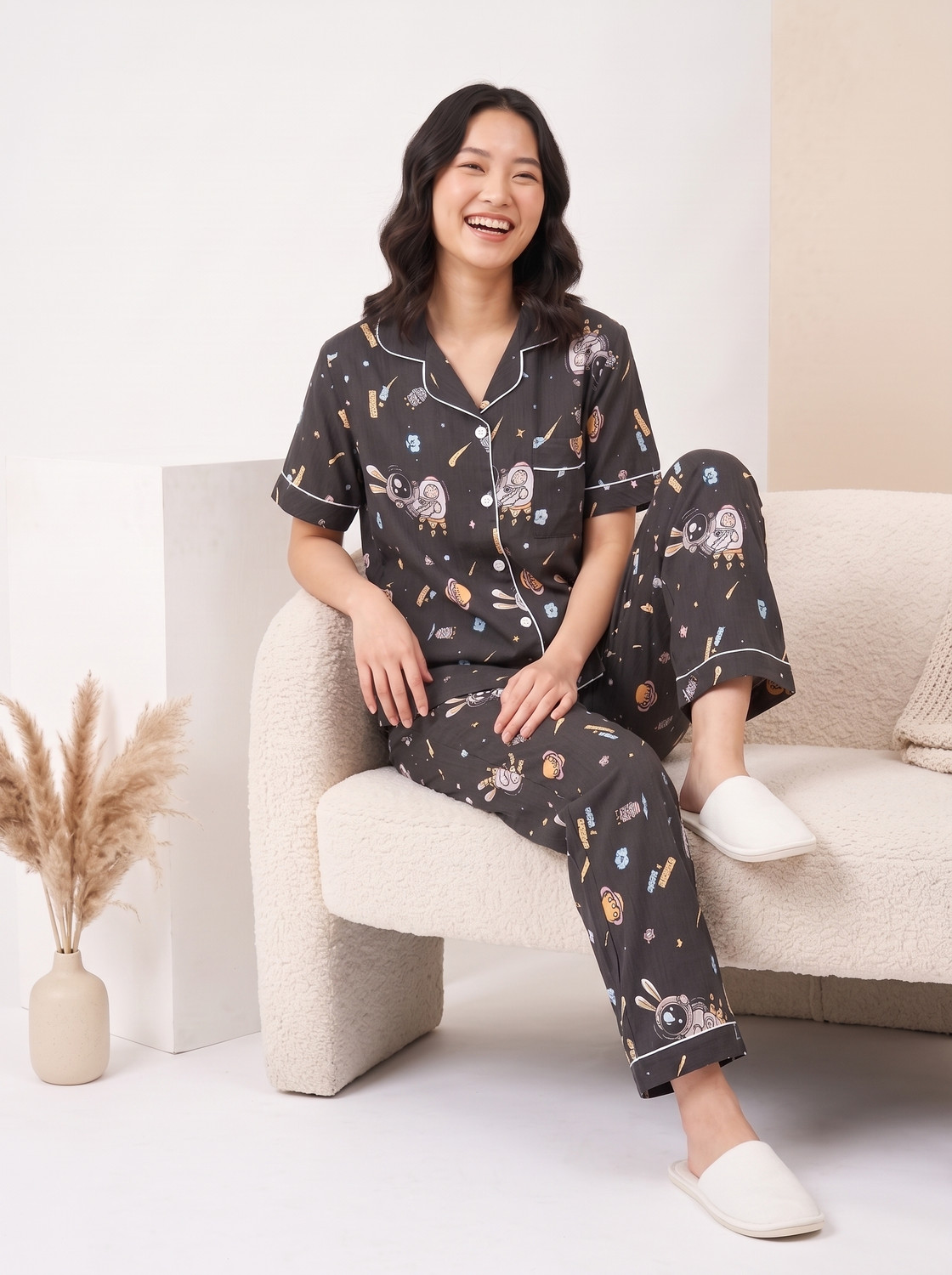 Image of Lugo Women Night Suit Set Multicolor Printed