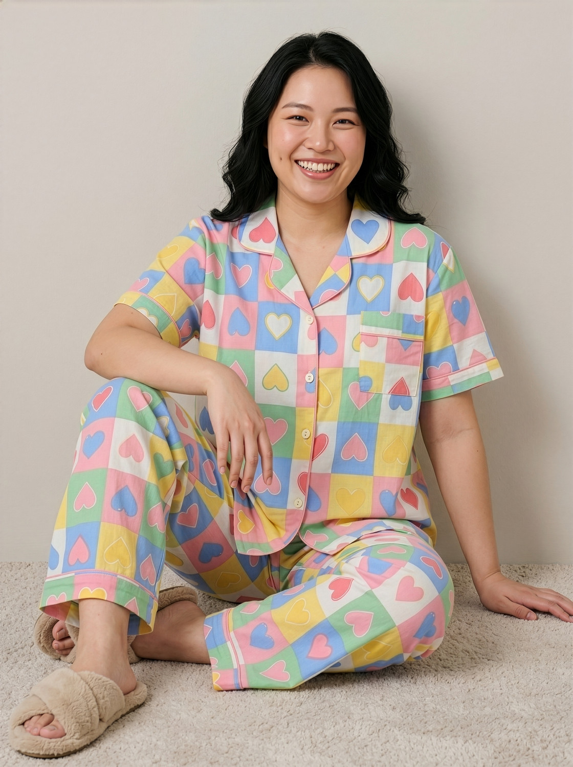 Image of Lugo Women Night Suit Set Multicolor Printed