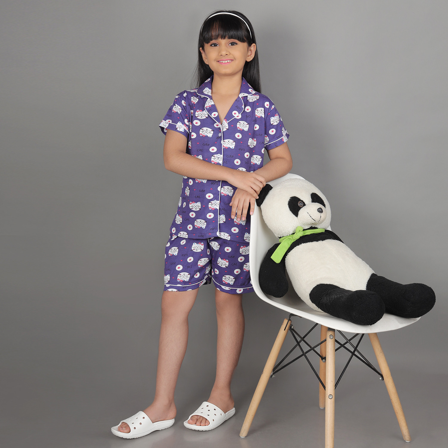 Image of foxyfox Girls Night Suit Set Pink Printed