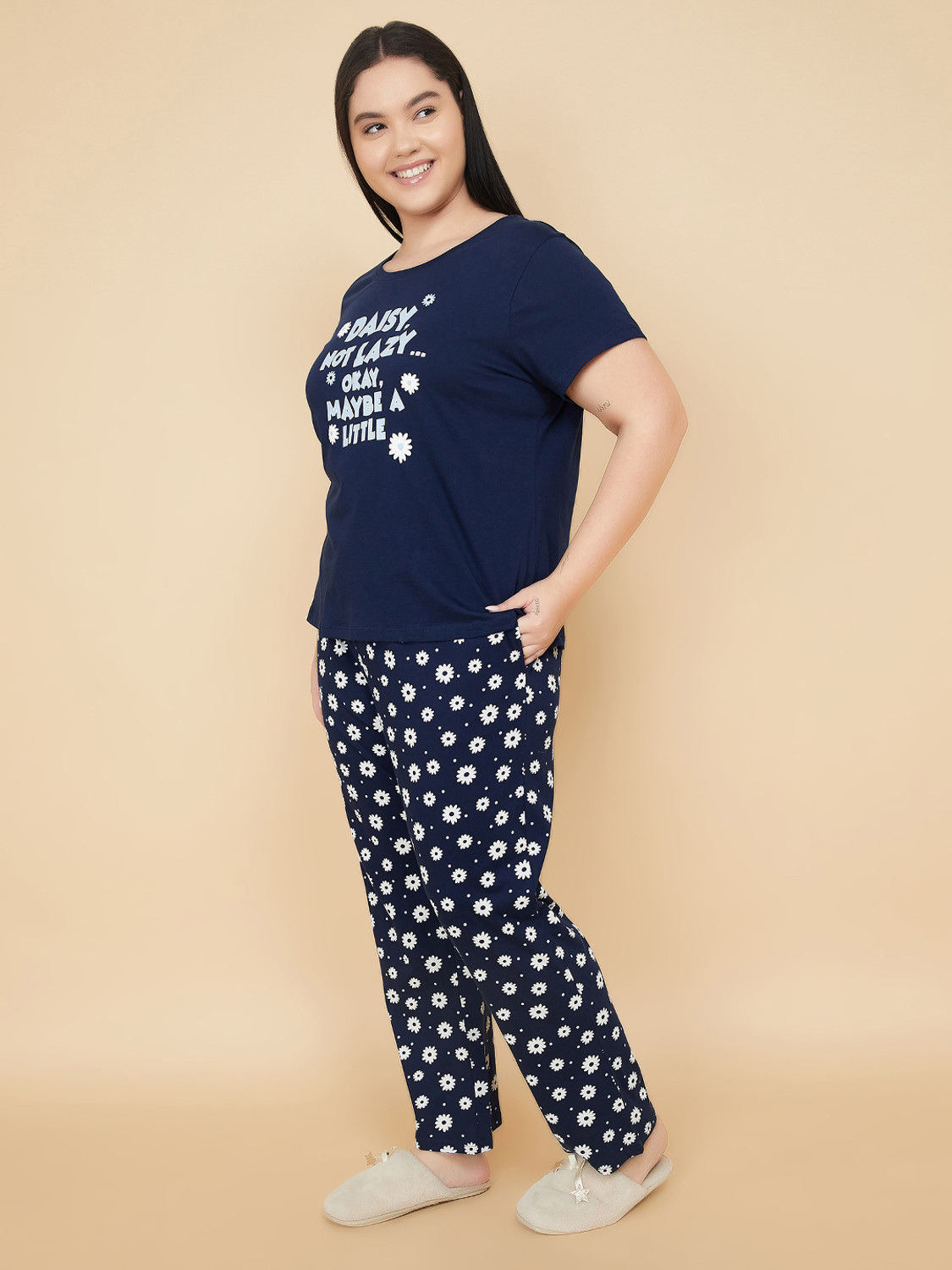 Image of IN Love Women Night Suit Set Blue Printed