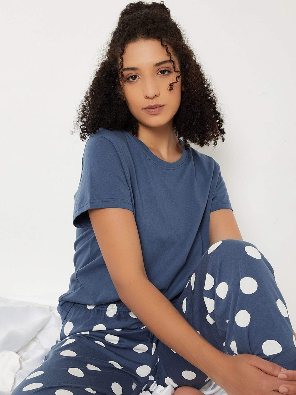 Image of MAX Women Top & Pyjama Set Green Printed