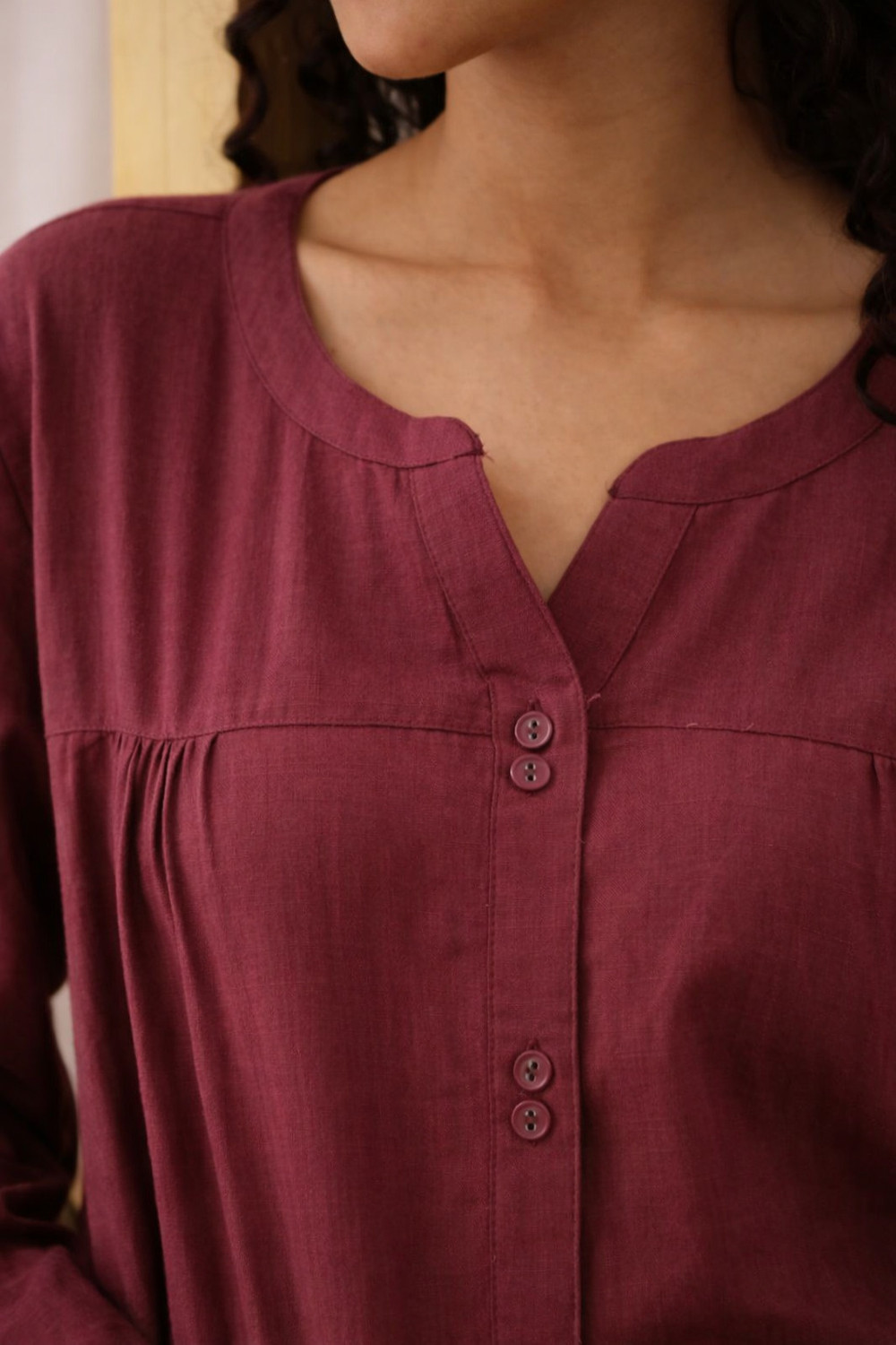 Image of ABHIJEETGARMENT Women Top & Pyjama Set Maroon Solid, Printed