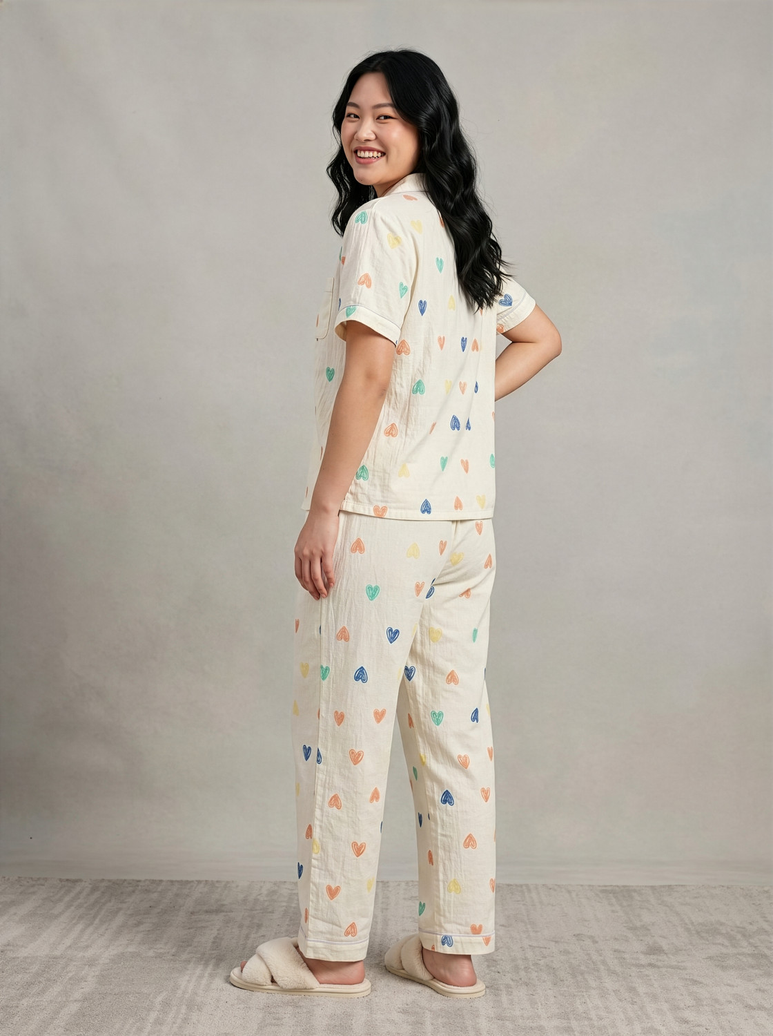 Image of Lugo Women Night Suit Set Beige Printed