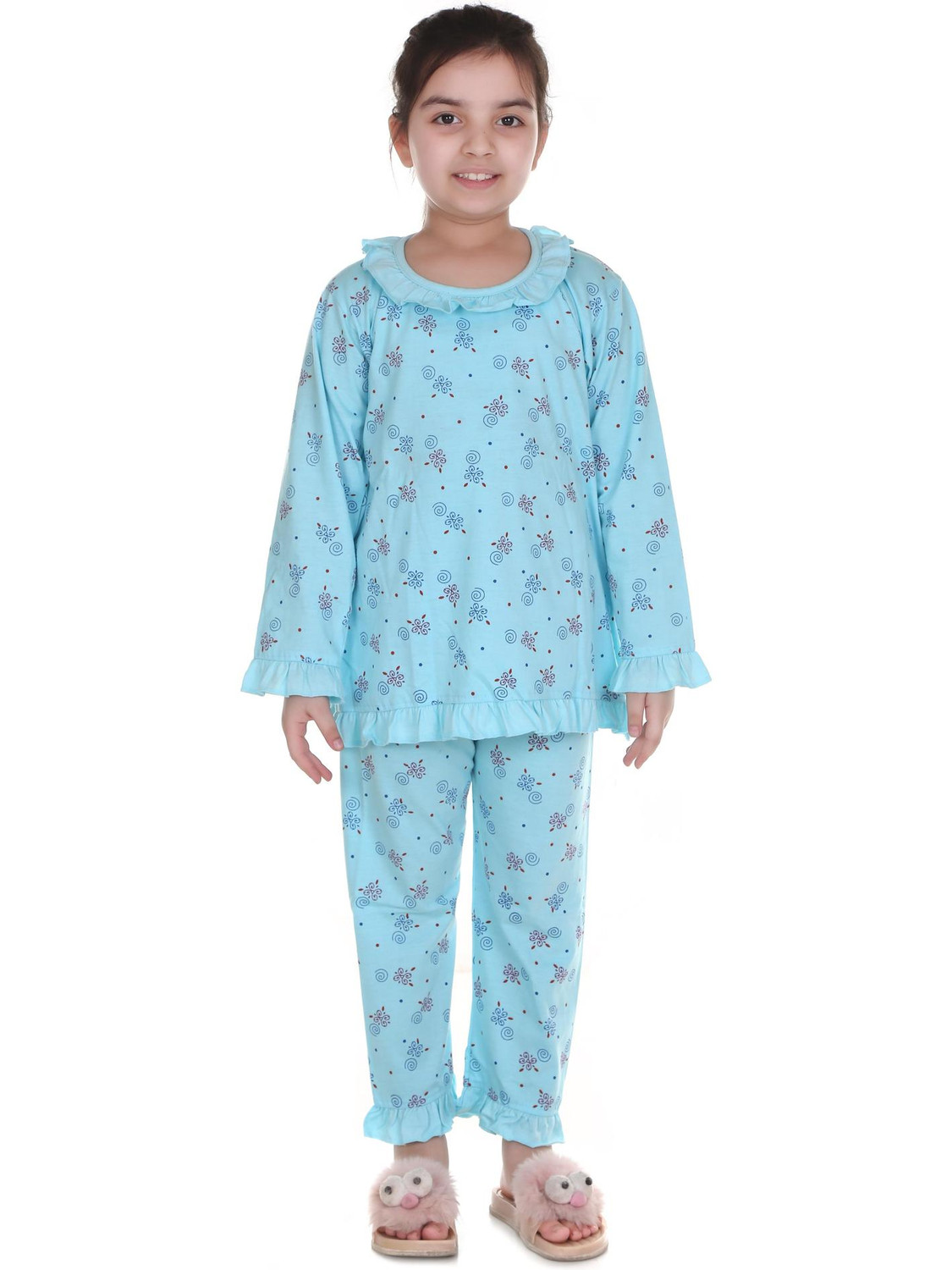 Image of foxyfox Girls Night Suit Set Pink Printed