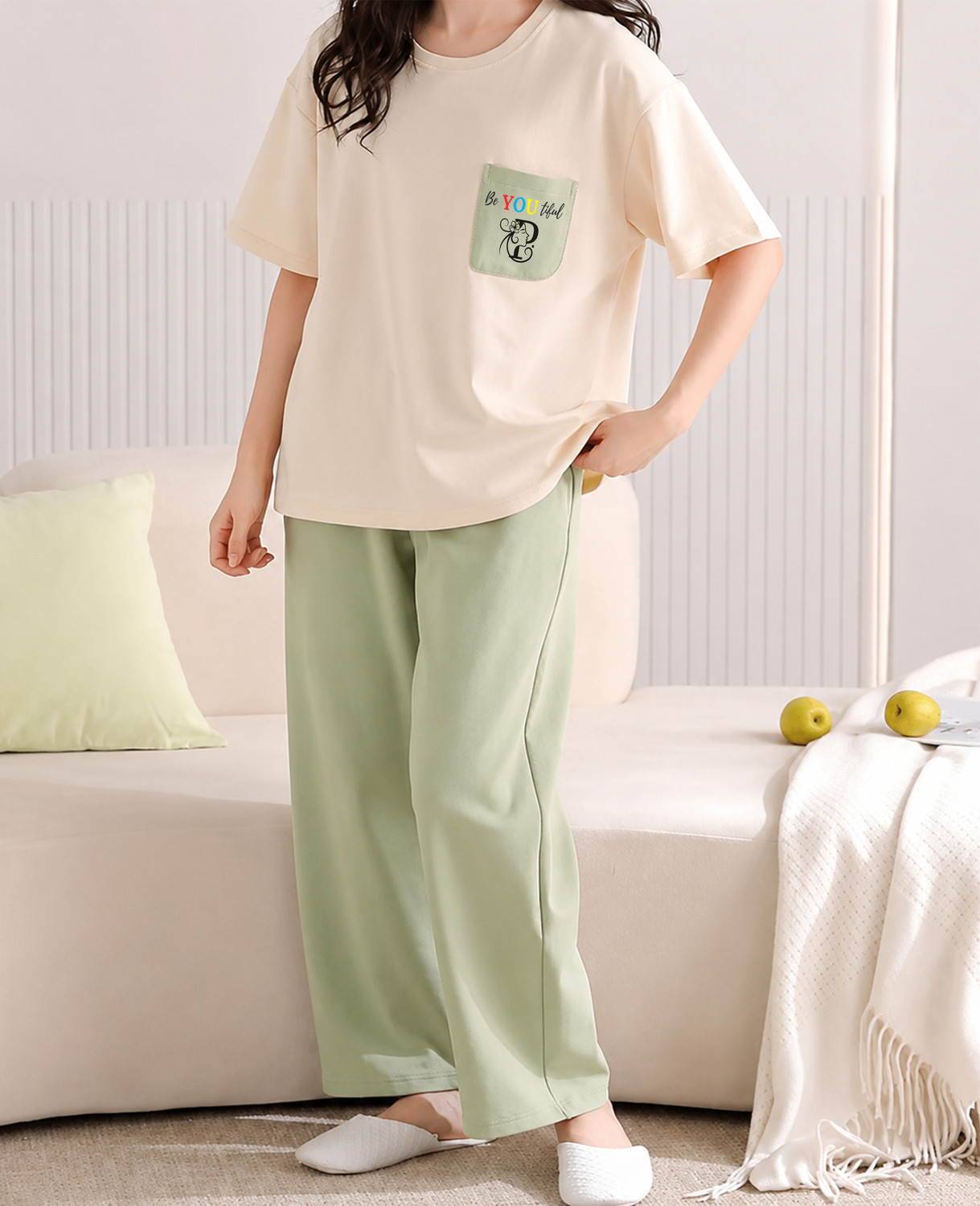 Image of IN Love Women Night Suit Set Blue Printed