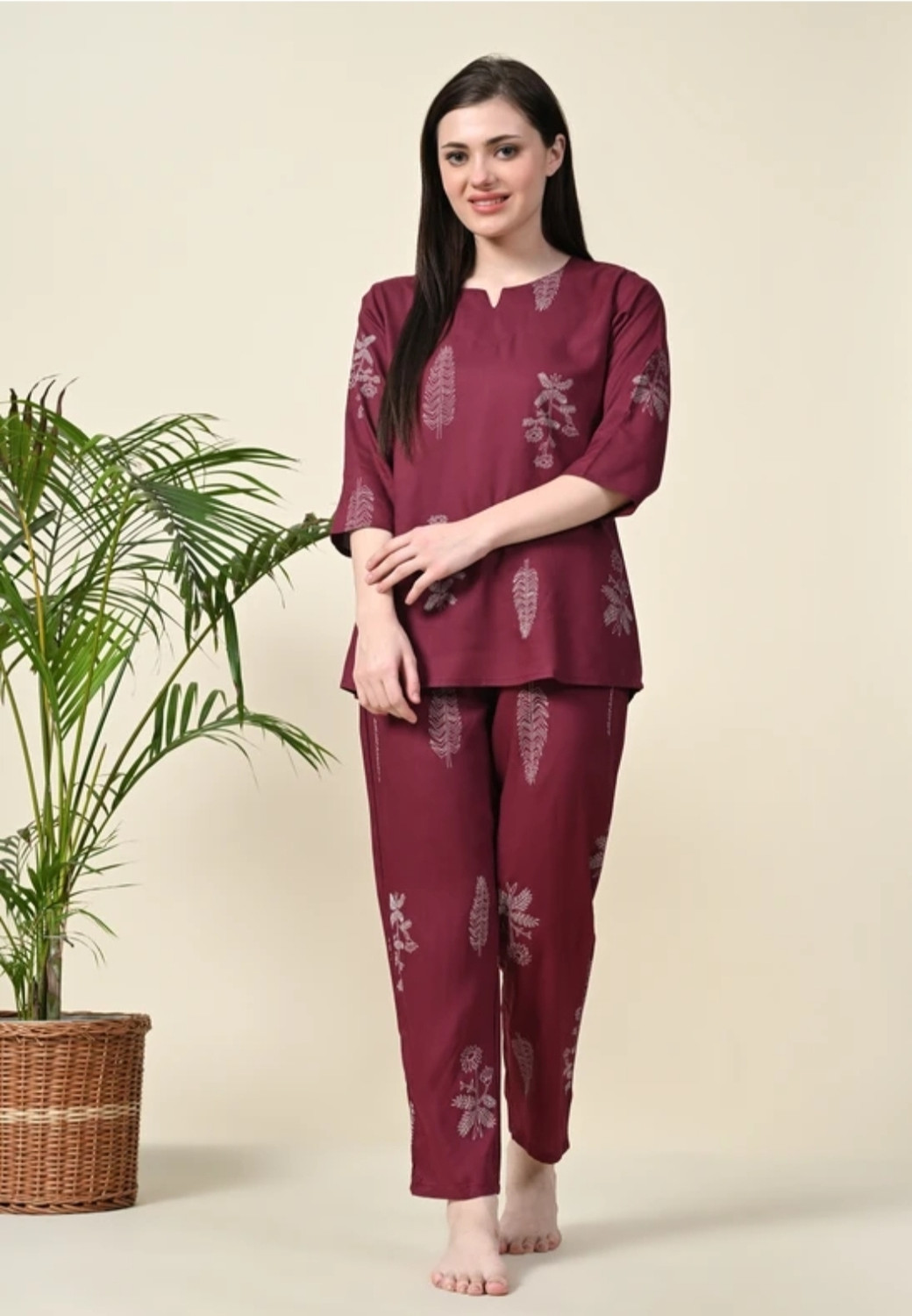 Nishwear Women Floral Print Multicolor Top & Pyjama Set - Image 6
