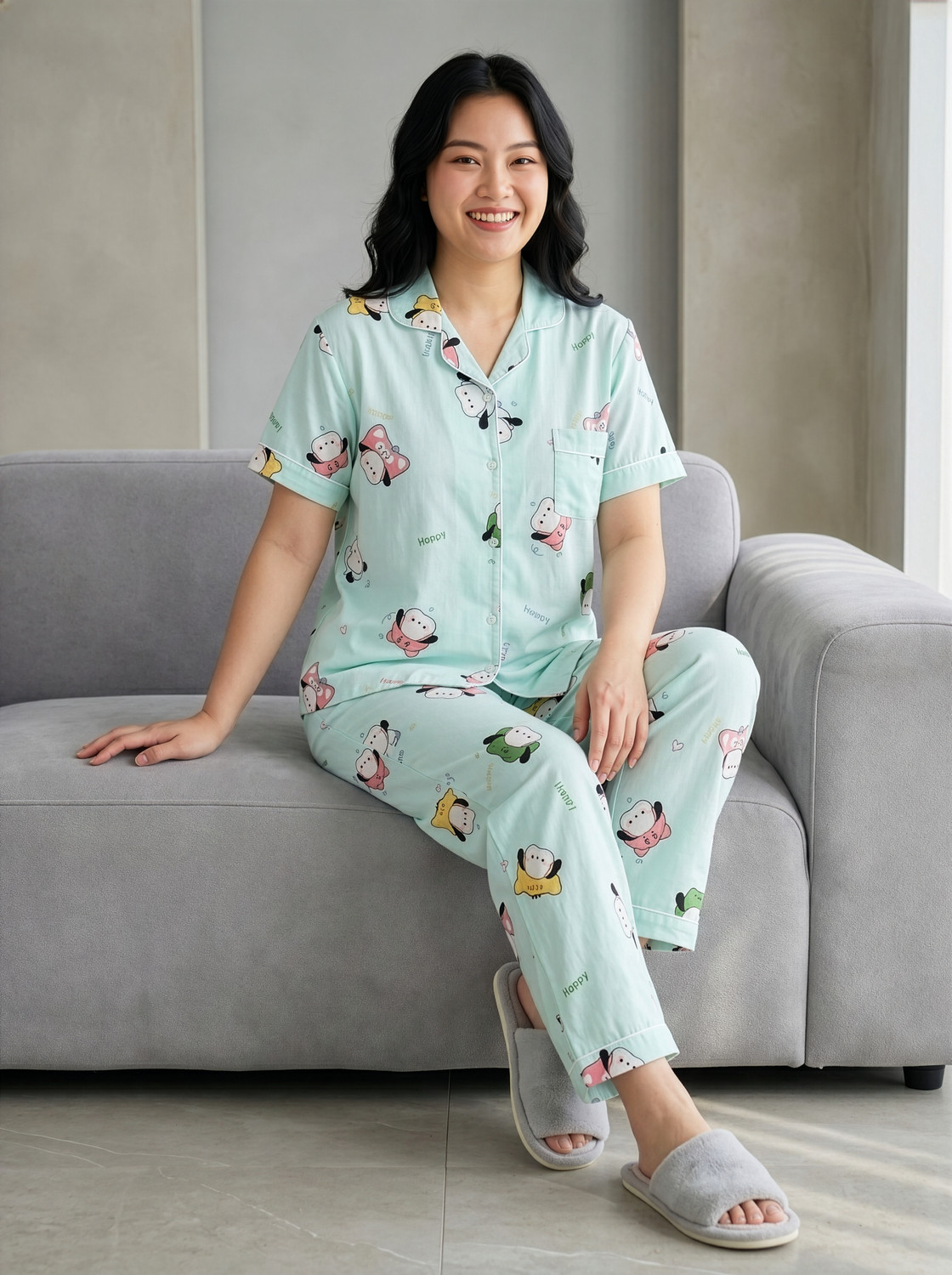 Image of Lugo Women Night Suit Set Multicolor Printed