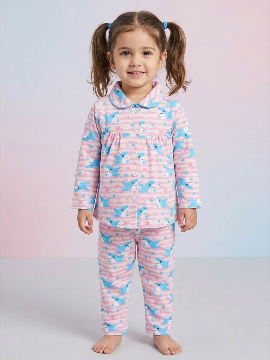 Image of foxyfox Girls Night Suit Set Pink Printed