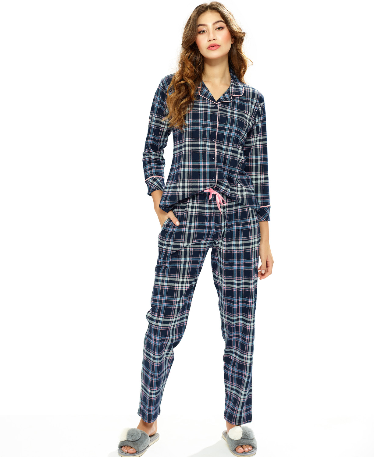Image of LOTIK Women Night Suit Set Purple Printed