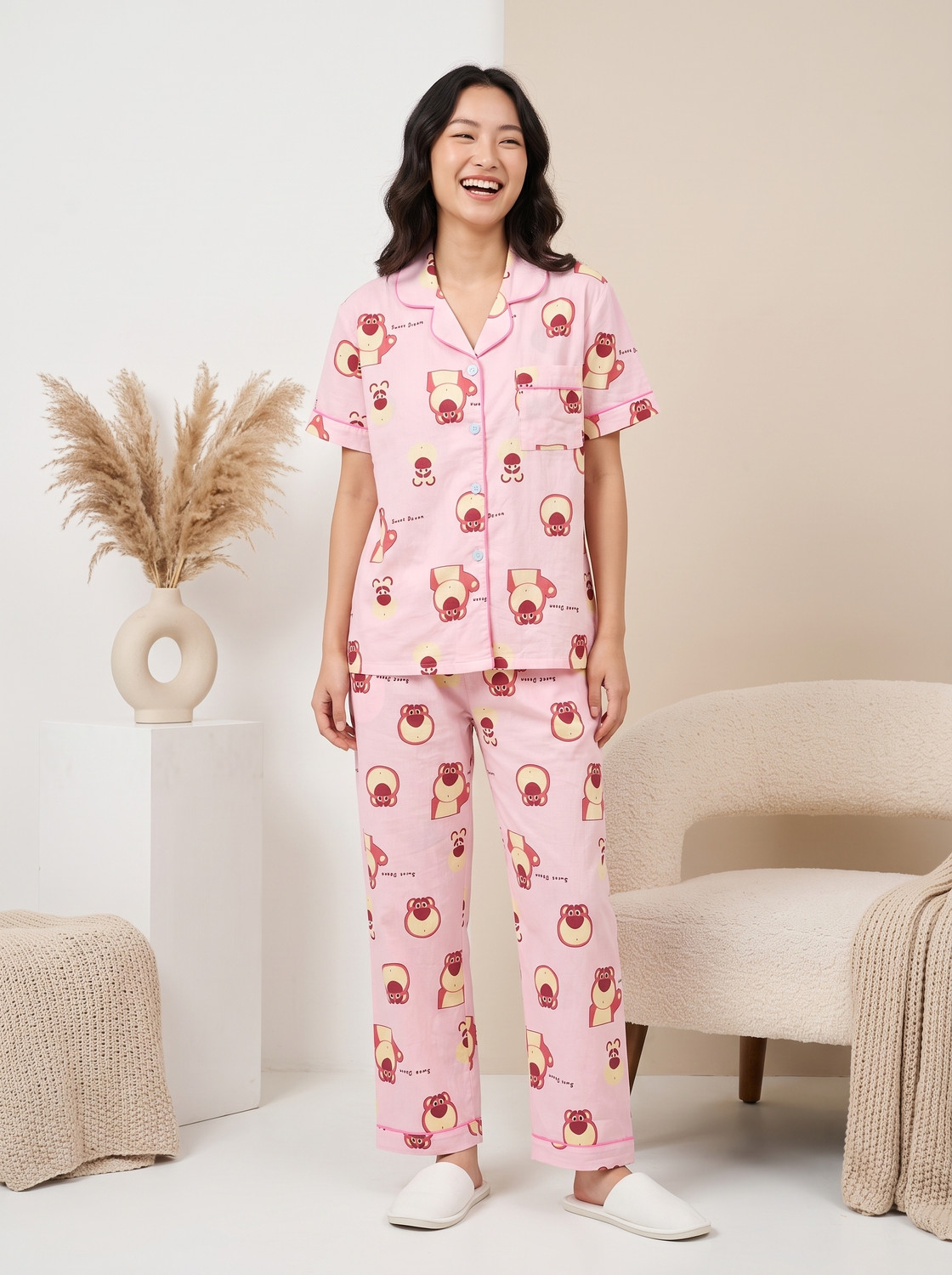 Image of Lugo Women Night Suit Set Multicolor Printed