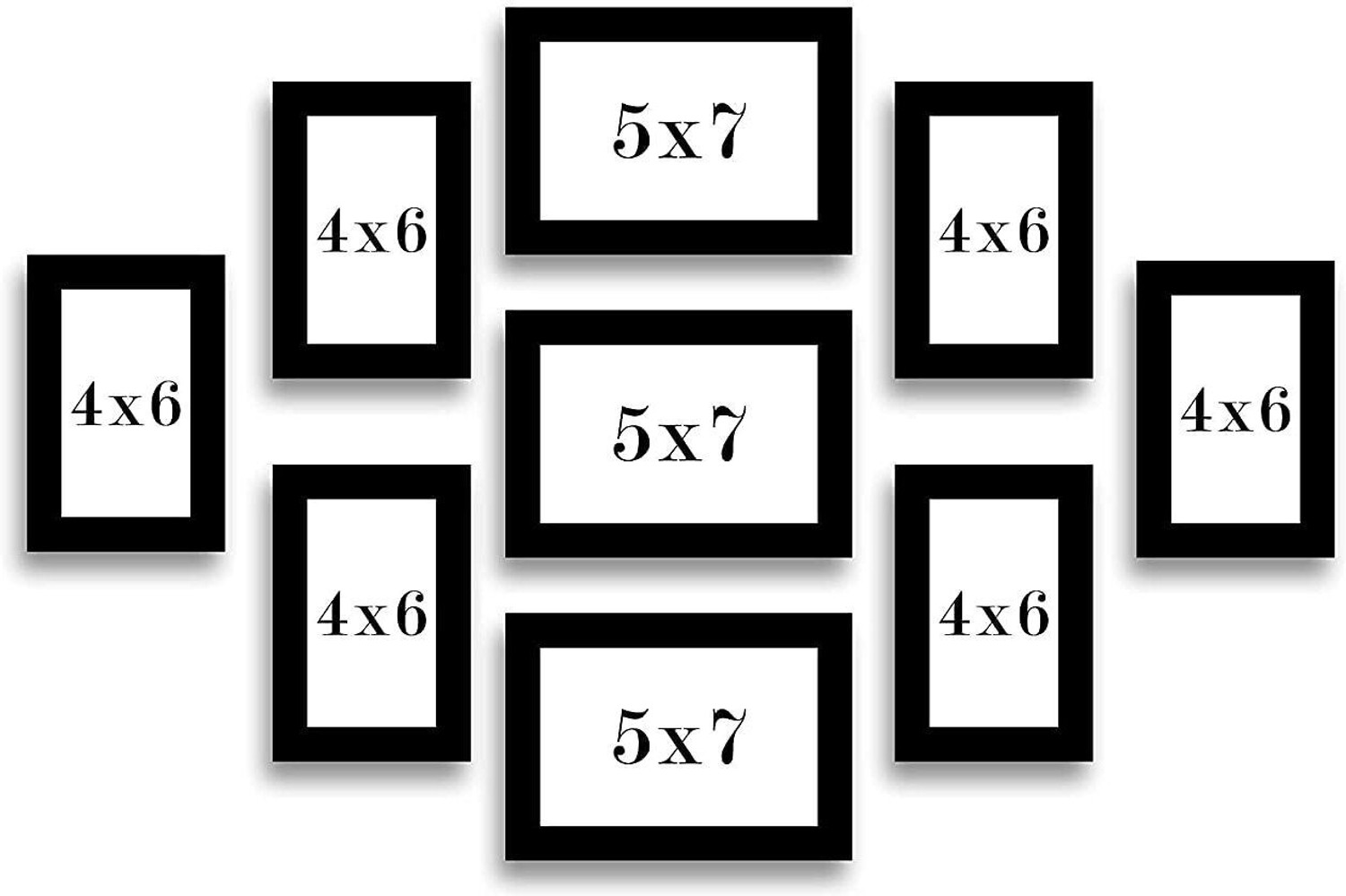 Image of Stuthi Arts Glass Wall Photo Frame (Black, 9 Photo(s), 5 x 7 inch -3, 4 x 6 inch -6)