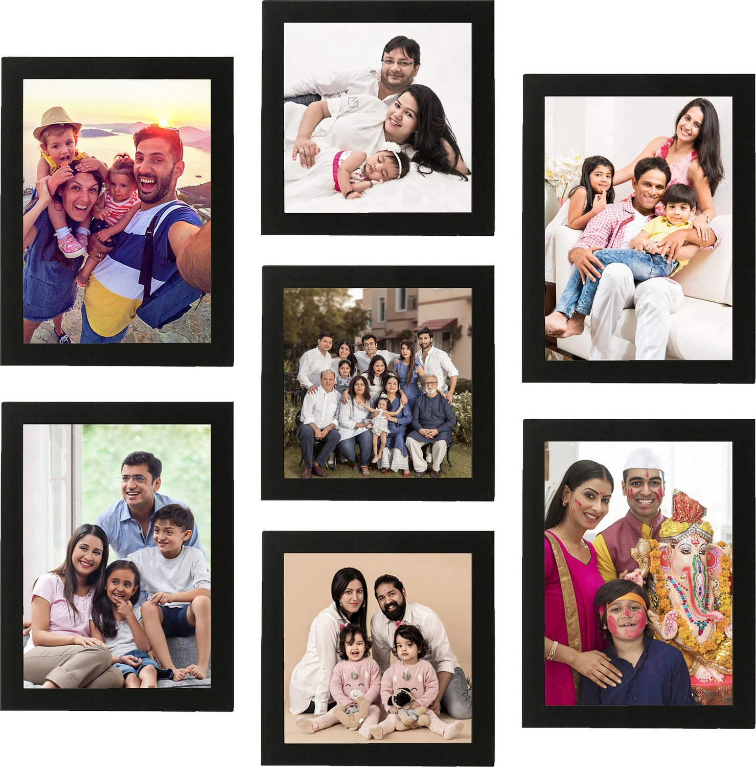 Image of Stuthi Arts Glass Wall Photo Frame (Black, 9 Photo(s), 5 x 7 inch -3, 4 x 6 inch -6)