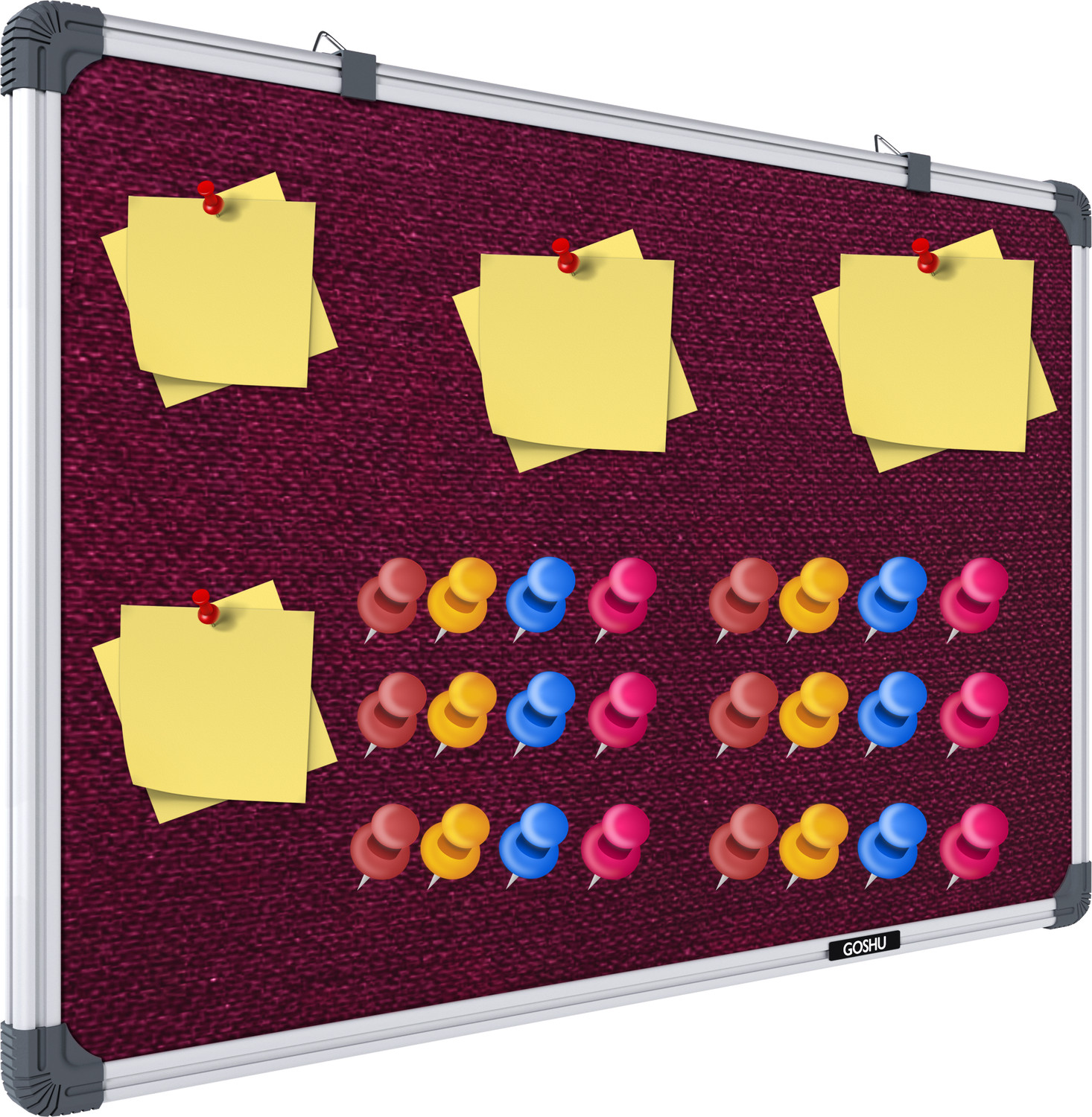 Image of GOSHU 2x3 feet Notice Board / Pin Up Display Board with 50 pins for Office and Home Notice Board (90 cm x 60 cm)
