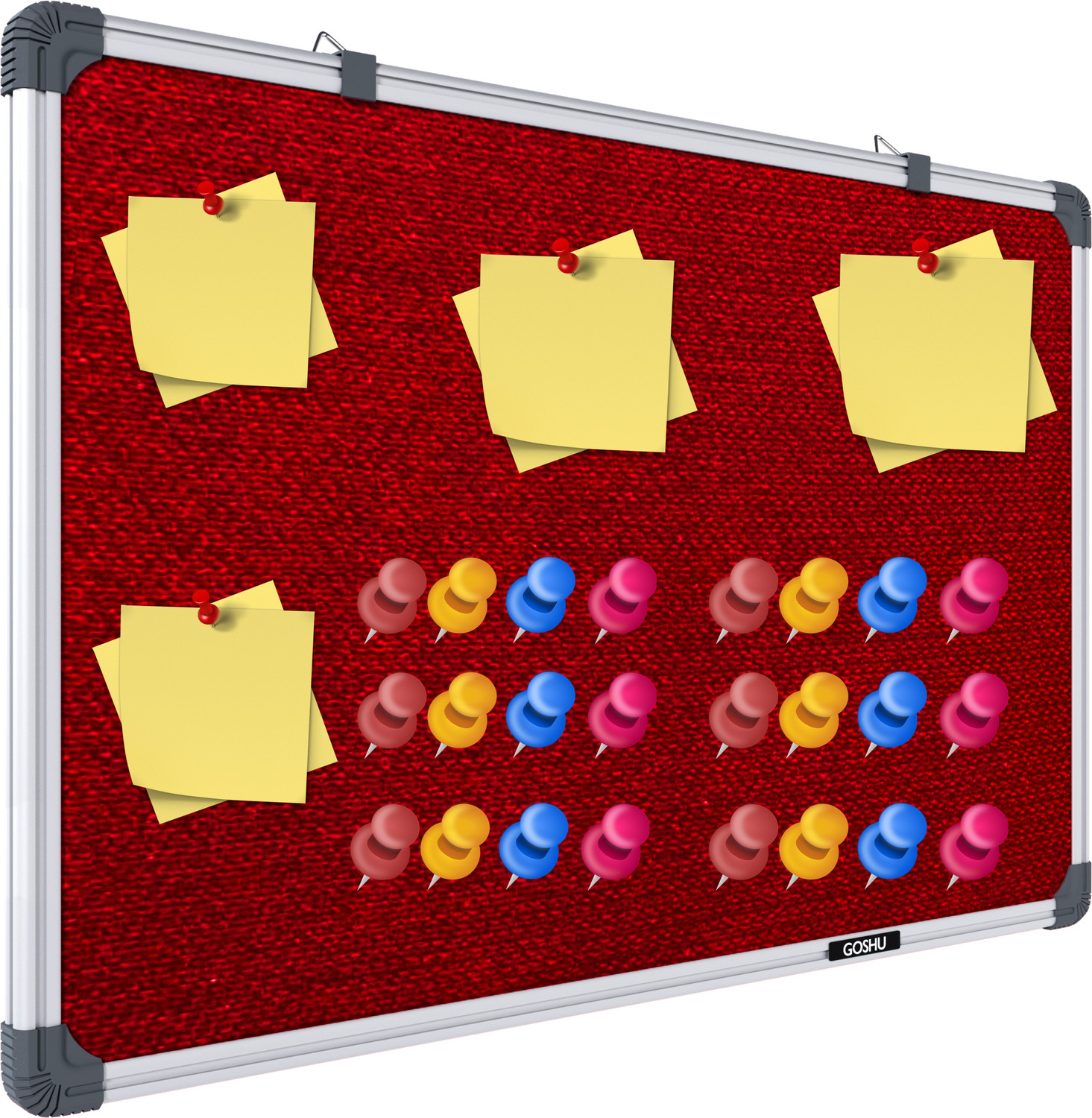 Image of GOSHU 2x3 feet Notice Board / Pin Up Display Board with 50 pins for Office and Home Notice Board (90 cm x 60 cm)