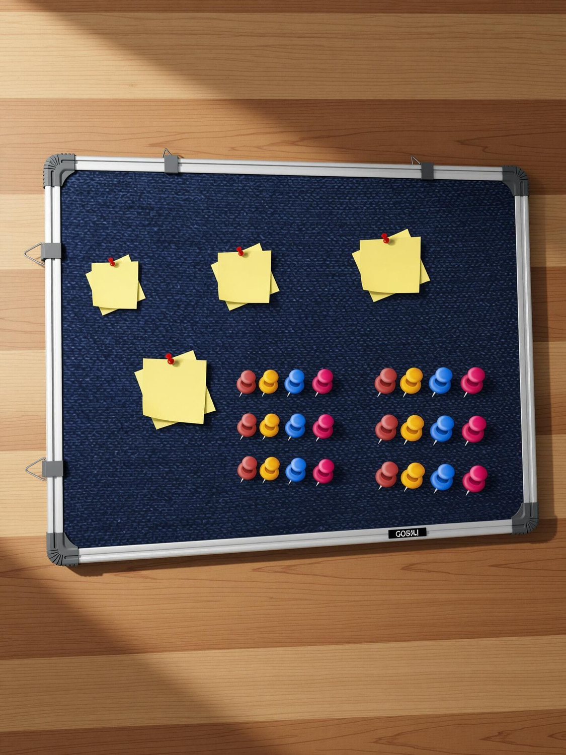 Image of GOSHU 2x3 feet Notice Board / Pin Up Display Board with 50 pins for Office and Home Notice Board (90 cm x 60 cm)
