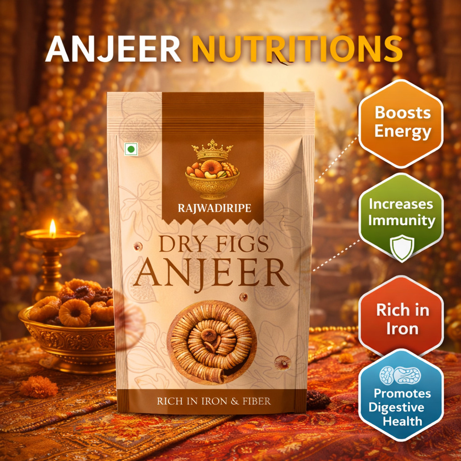 Image of RAJWADIRIPE ANJEER DRY FRUIT | SOFT DRIED FIGS | HEALTHY & WHOLESOME TREAT Figs Figs (1 x 1000 g)