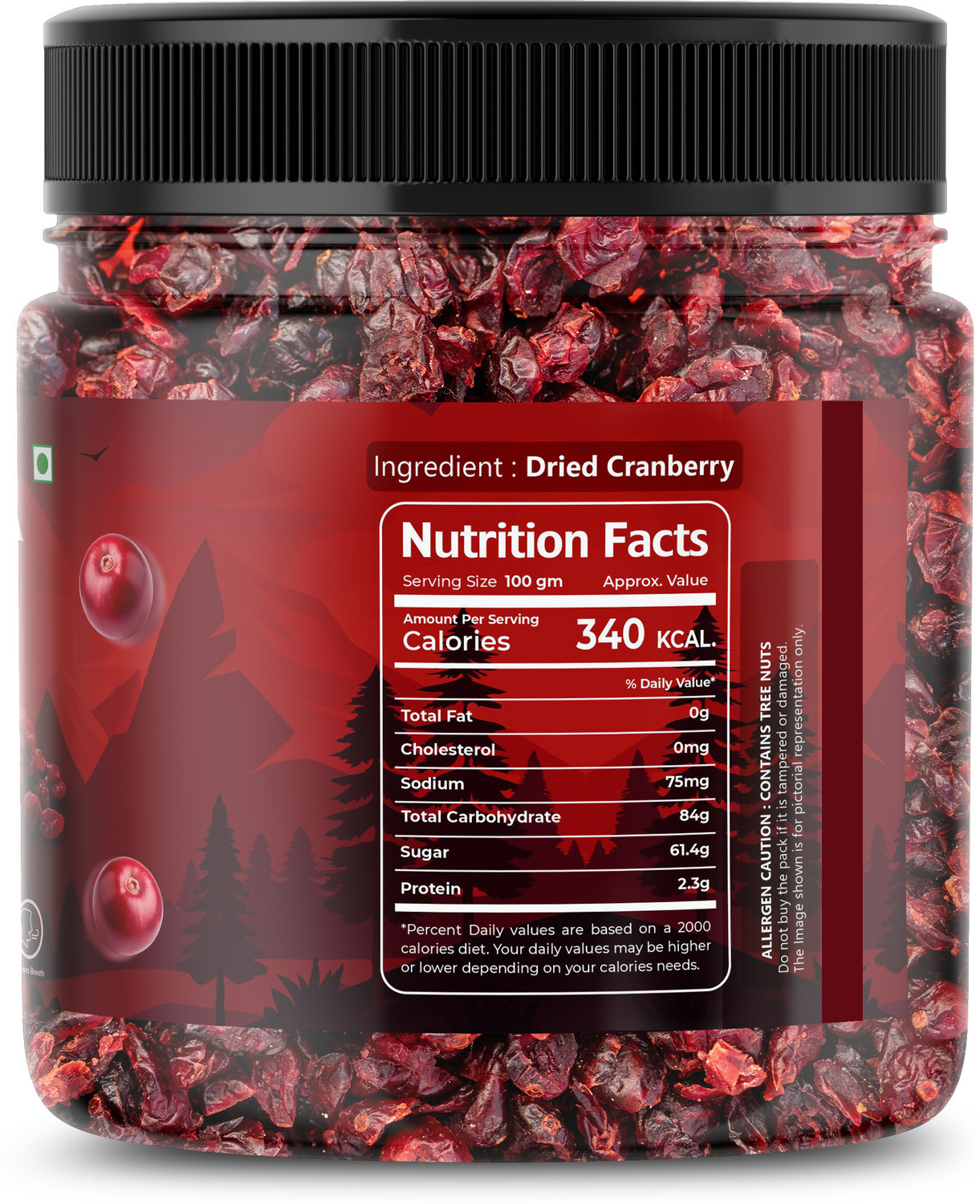 Image of Nutkhana Dried Cranberry | Premium Sweet Tart Dried Cranberries | Antioxidant Rich Snack Cranberries (1 x 200 g)