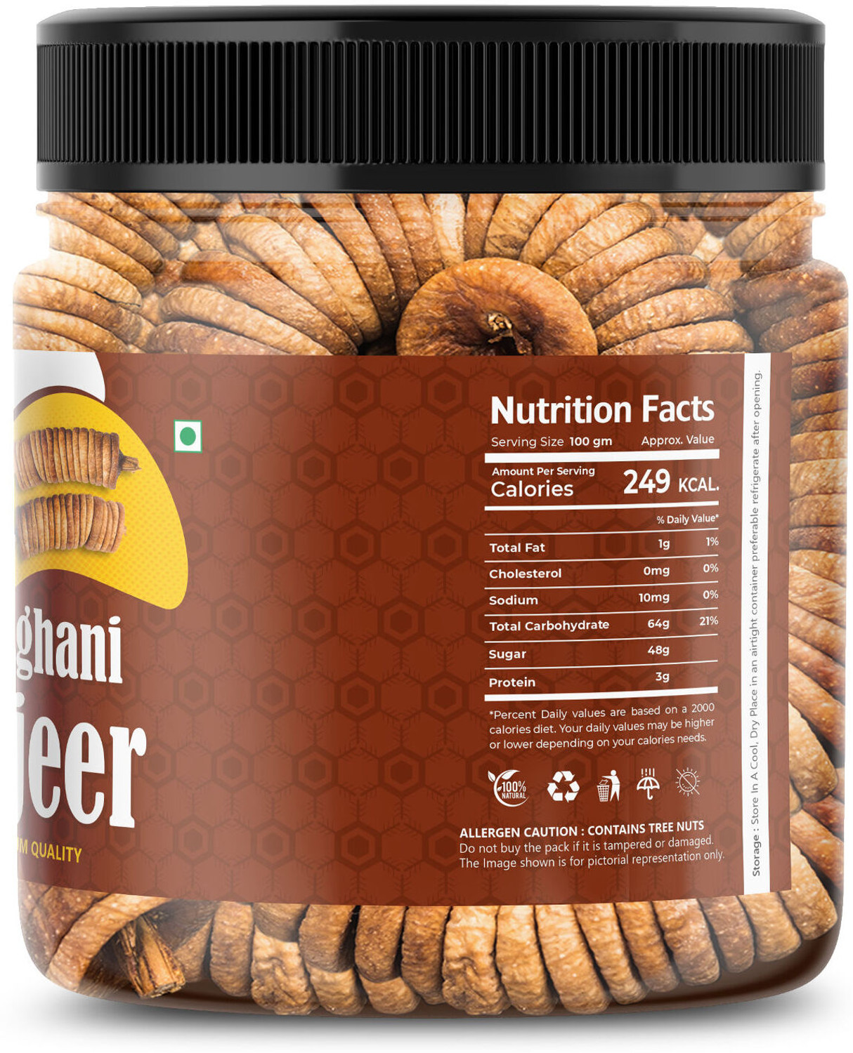Image of Happy Harvest Anjeer Dry Fruits || Dried Figs- 1 kg-JAR Packing Figs (1 x 1000 g)