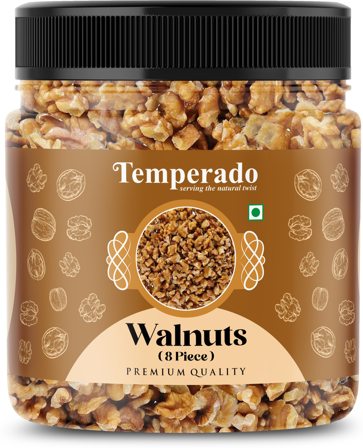 Image of YUM YUM California Almonds 500g & Walnut Kernels 350g Akhrot Giri Dry Fruits Combo Pack- 850g (Jar) Almonds, Walnuts (2 x 425 g)