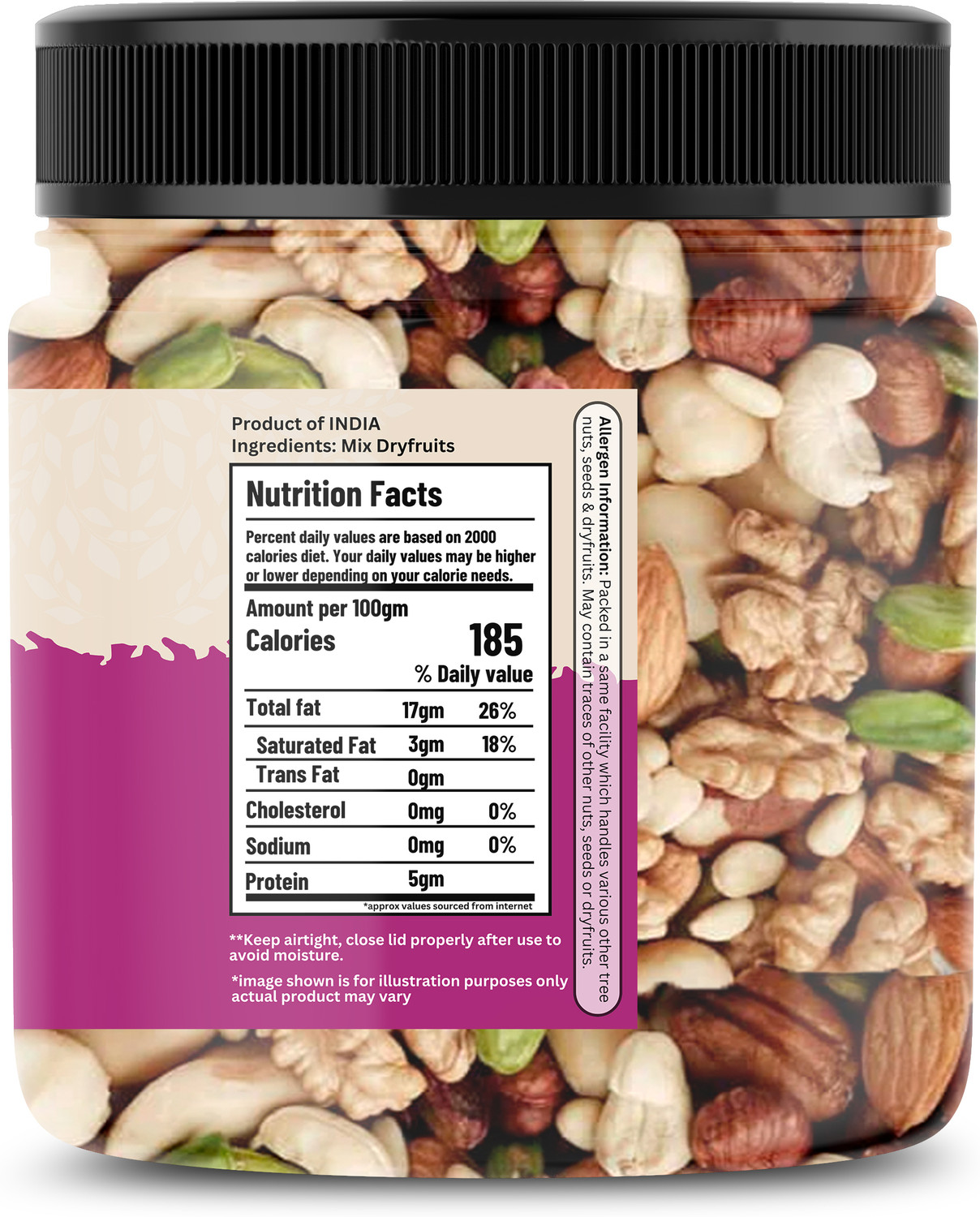 Image of SHYAM HARVEST MIX DRIED FRUITS 1KG JAR Assorted Nuts (1 x 1000 g)