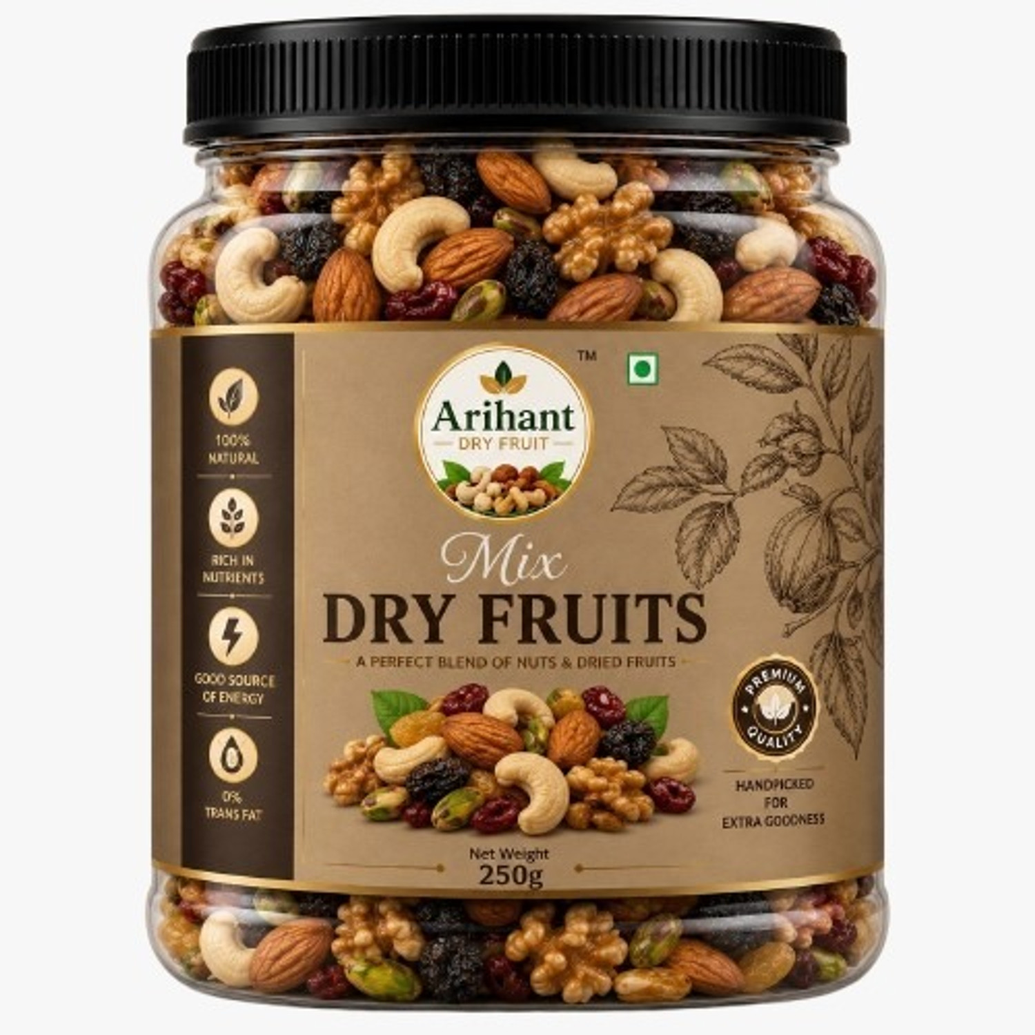 Image of Marwar Bites Premium Mixed Dry Fruits Crunchy Snack for All Ages Gifting Almonds, Apricots, Cashews, Dates, Figs, Pistachios, Raisins, Walnuts (1 x 500 g)