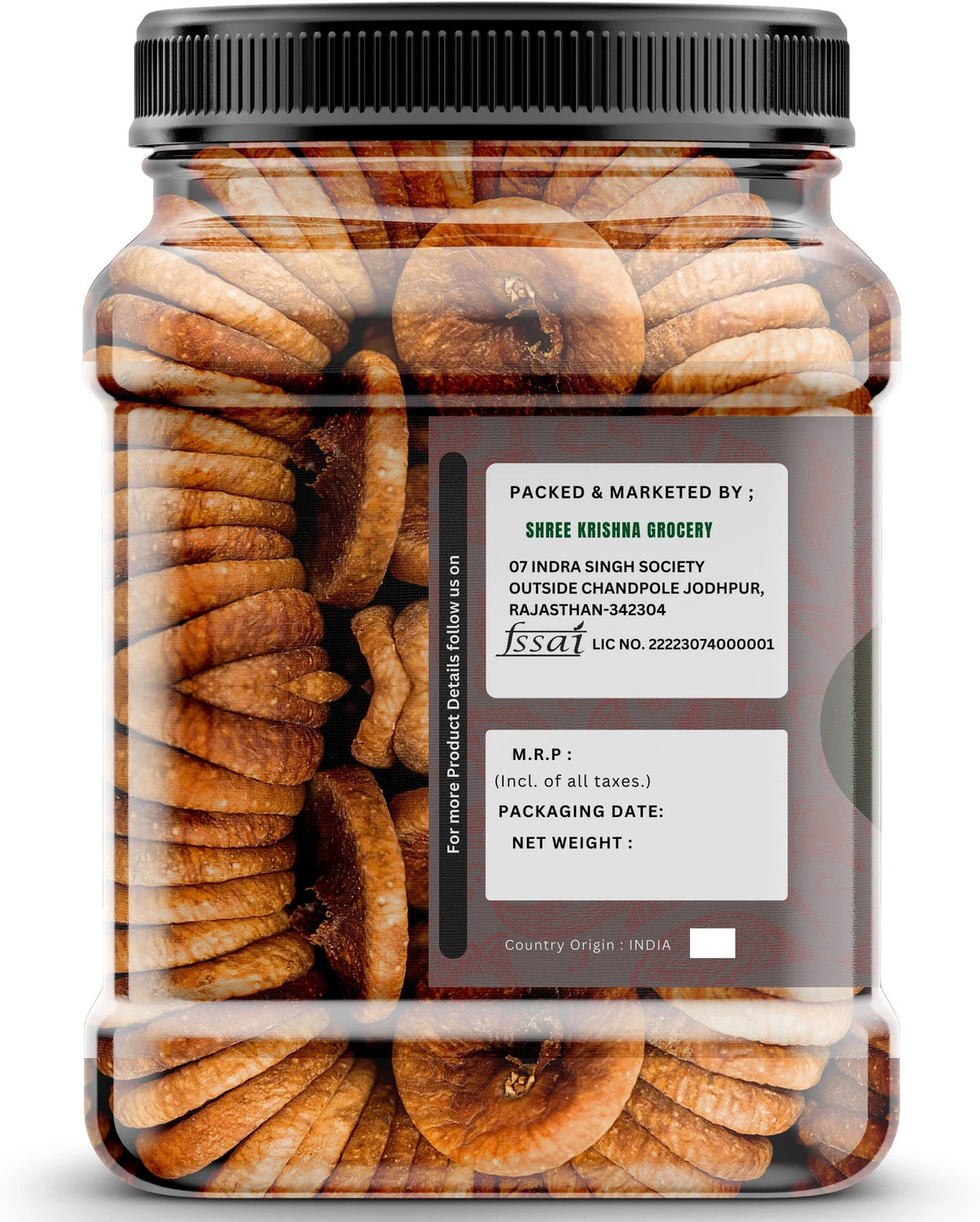 Image of nature vegon Anjeer 1kg Pack | High-Quality Dried Figs (1 x 1 kg)