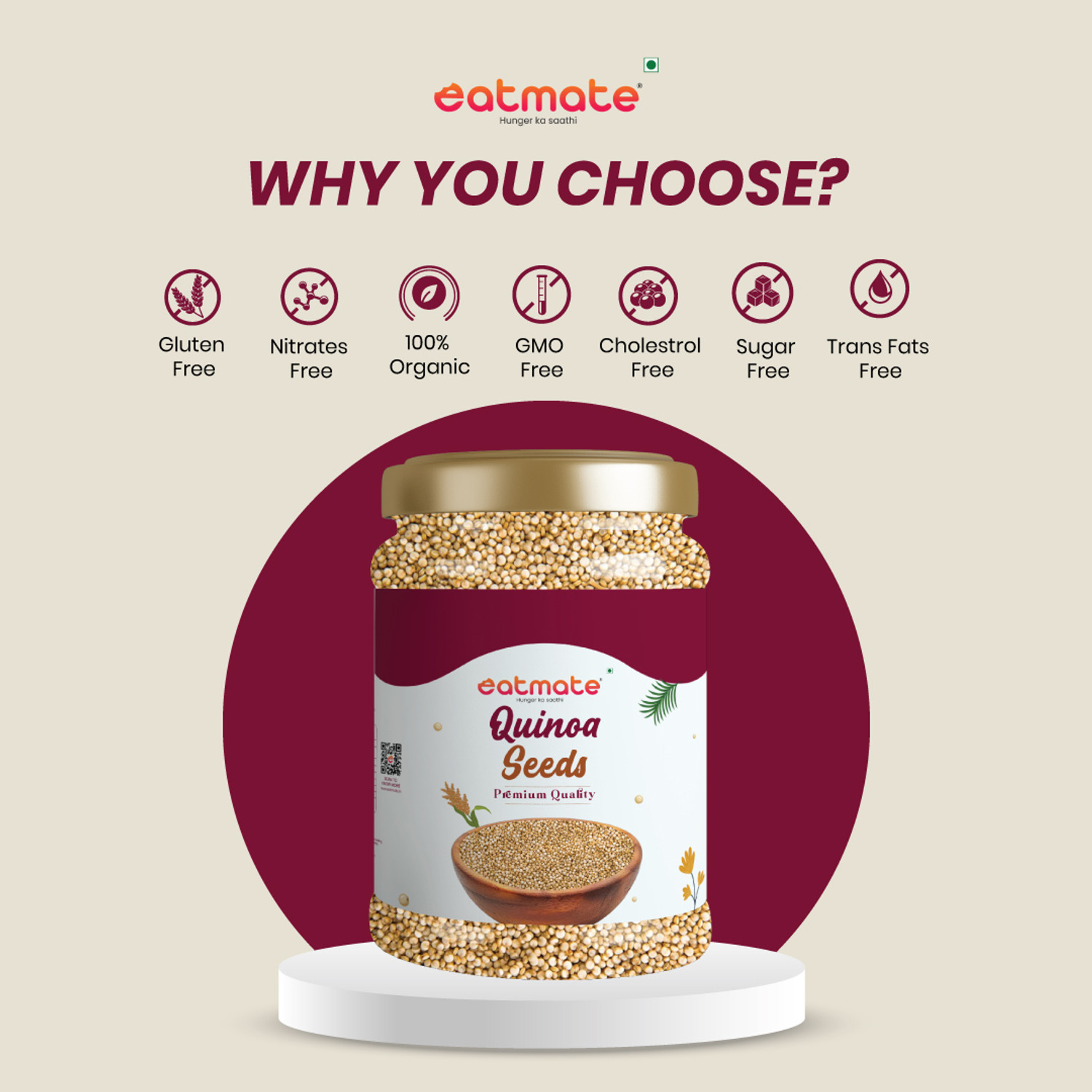 Image of Marwar Quinoa Seeds (Natural Organic, White, Protein Rich & Gluten Free Super-Food) 1 kg Pack Quinoa Seeds (1 kg)