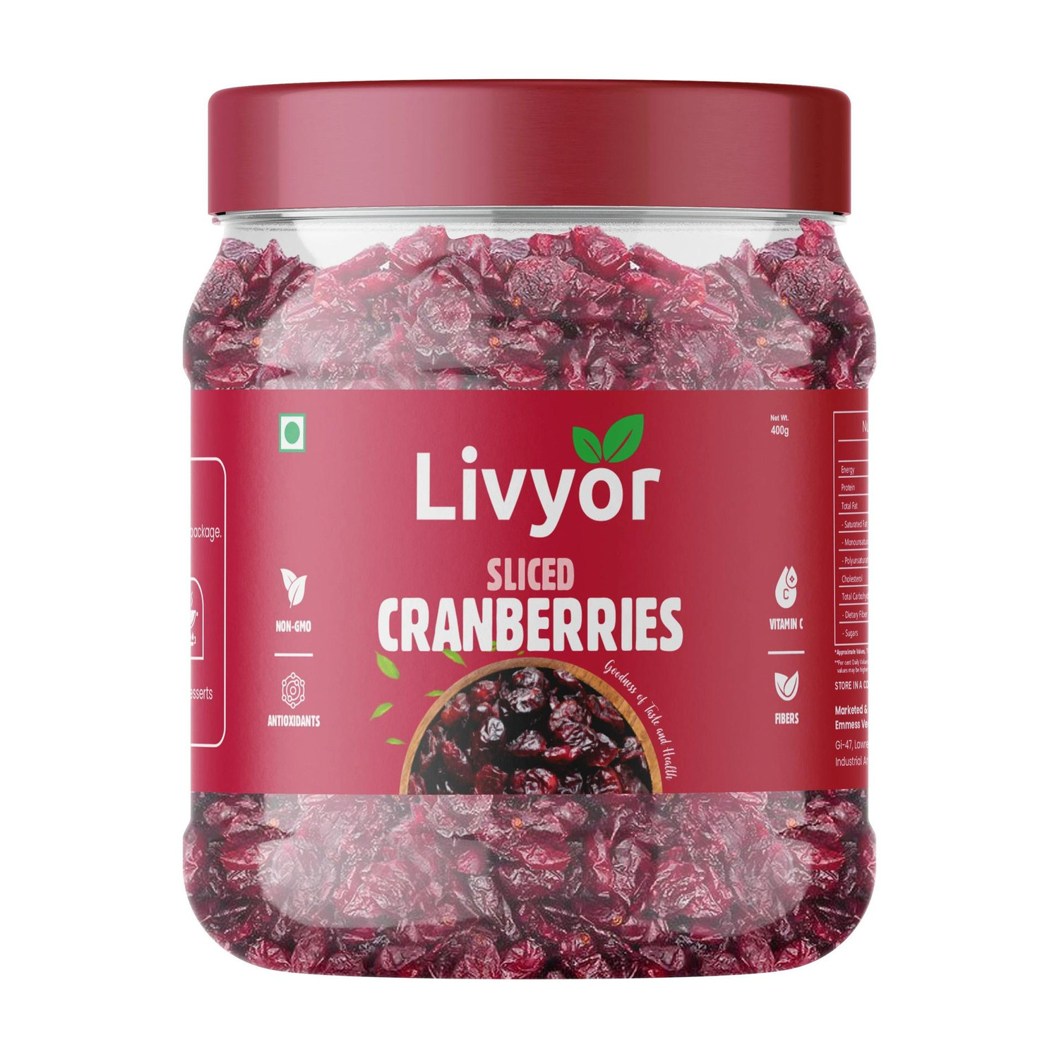 Image of Nutkhana Dried Cranberry | Premium Sweet Tart Dried Cranberries | Antioxidant Rich Snack Cranberries (1 x 200 g)