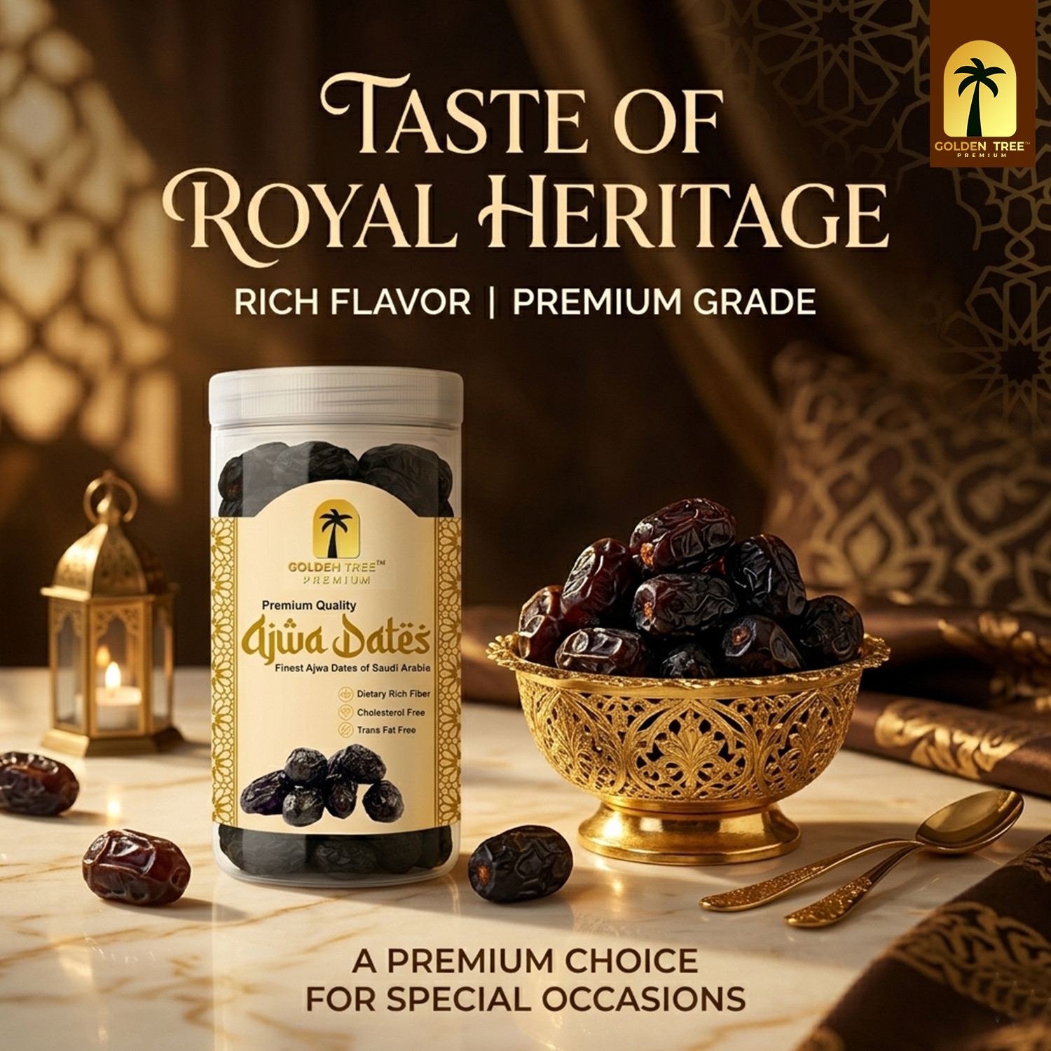 Image of Golden Tree Premium Ajwa Dates, Khajur, Khajoor, Juicy & Delicious Khajoor, Instant Energy Dry Dates (1 x 400 g)