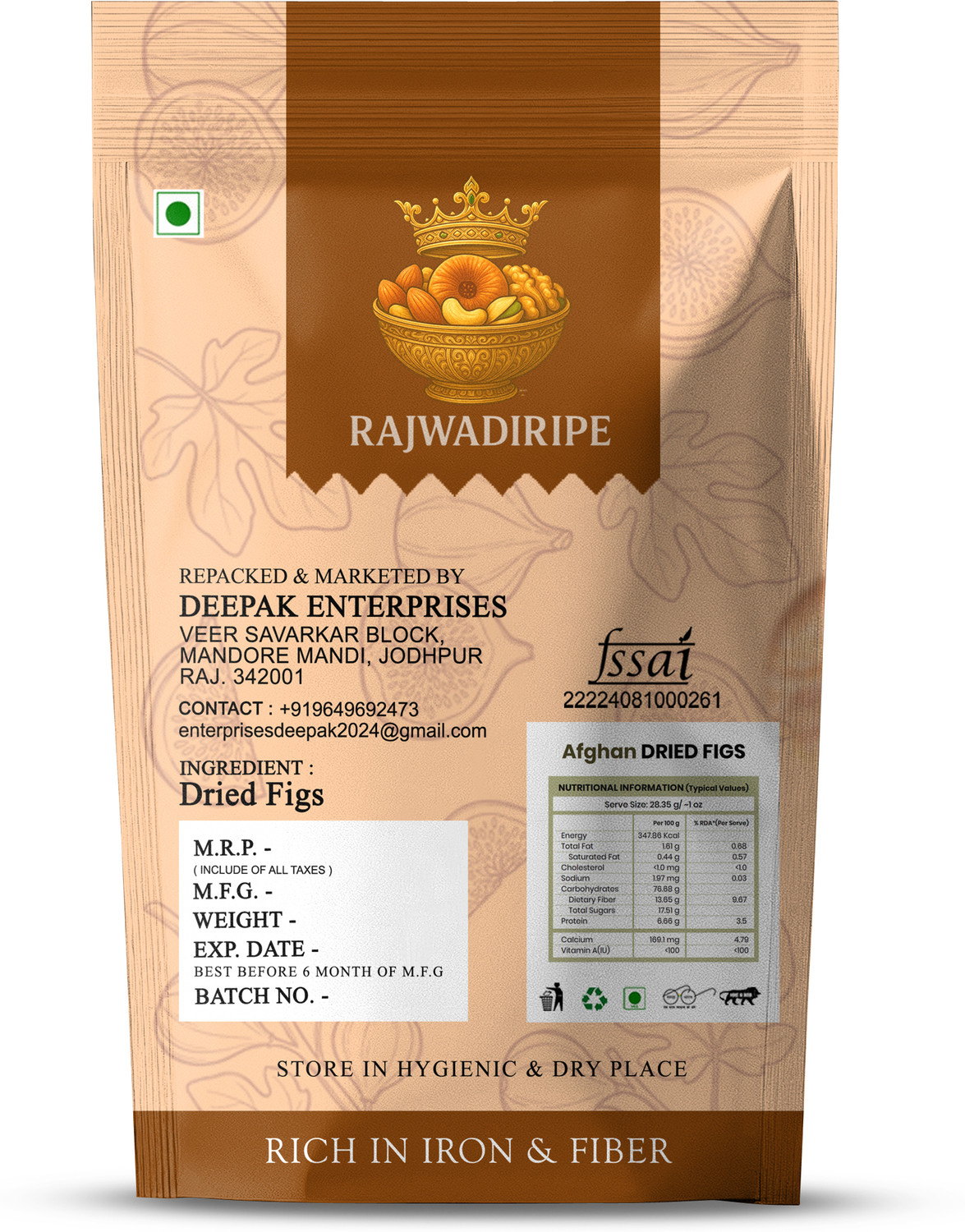 Image of RAJWADIRIPE ANJEER DRY FRUIT | SOFT DRIED FIGS | HEALTHY & WHOLESOME TREAT Figs Figs (1 x 1000 g)