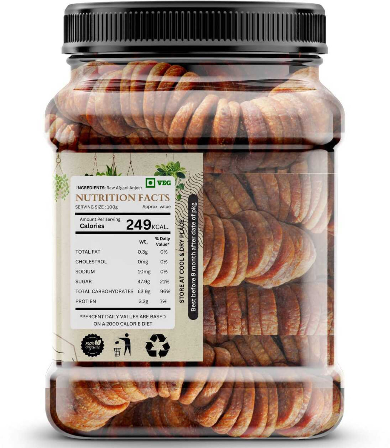 Image of Mv platter Premium Quality Anjeer (Figs) - 100% Organic and Natural Dried Figs Figs (1 x 1 kg)