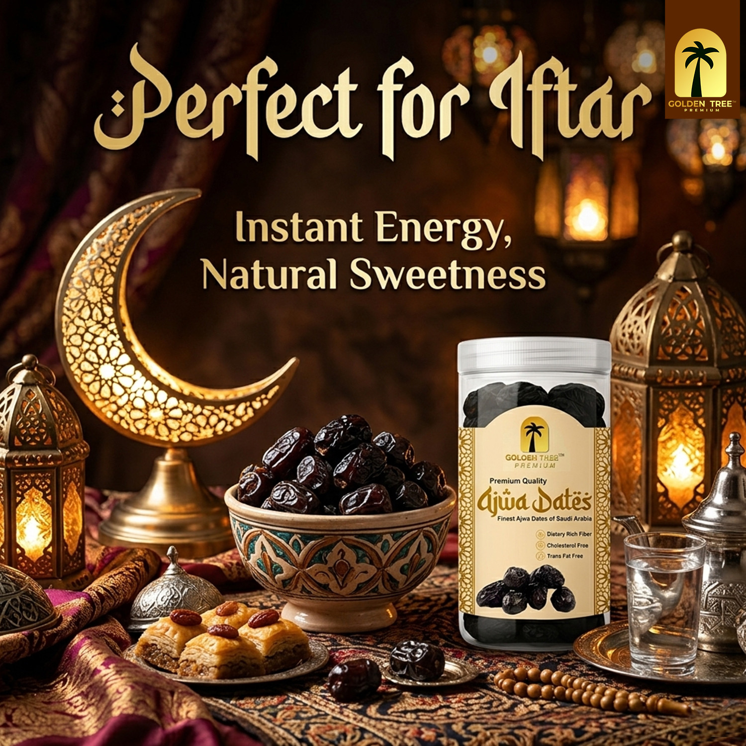 Image of Golden Tree Premium Ajwa Dates, Khajur, Khajoor, Juicy & Delicious Khajoor, Instant Energy Dry Dates (1 x 400 g)