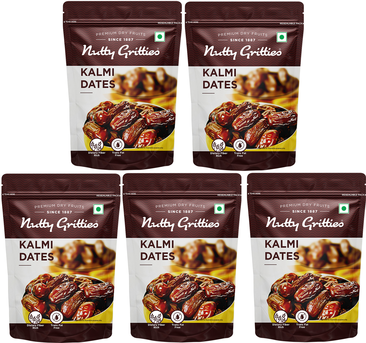 Image of Nutty Gritties Premium Kalmi Dry Dates (5 x 350 g)