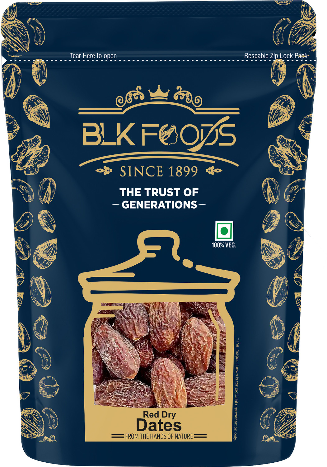Image of Date Farm Palm Royale Dates, 100% Natural khajur, No Added Sugar, Rich in Fibre - Dry Dates (3 x 500 g)