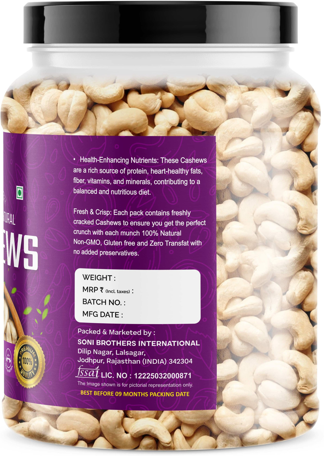 Image of SB Nuts Cashew | Premium Kaju | Rich Creamy Taste | Healthy & Delicious Cashews Cashews (1 x 1 kg)